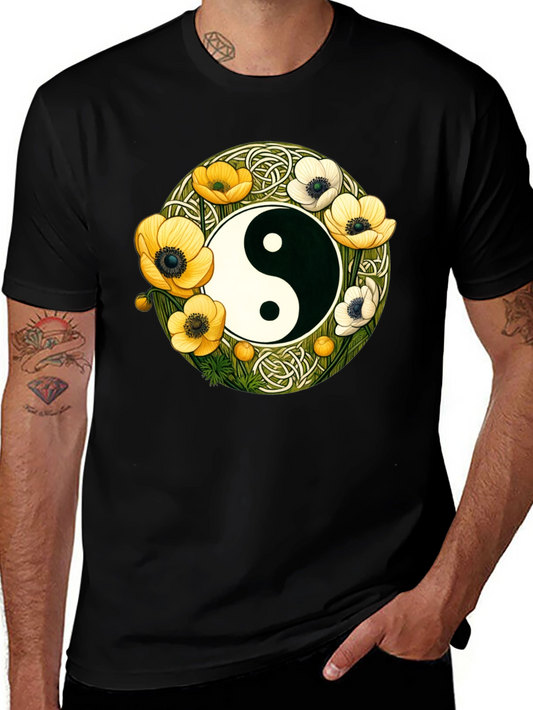 Yin Yang Floral T-Shirt - Harmony and Style
