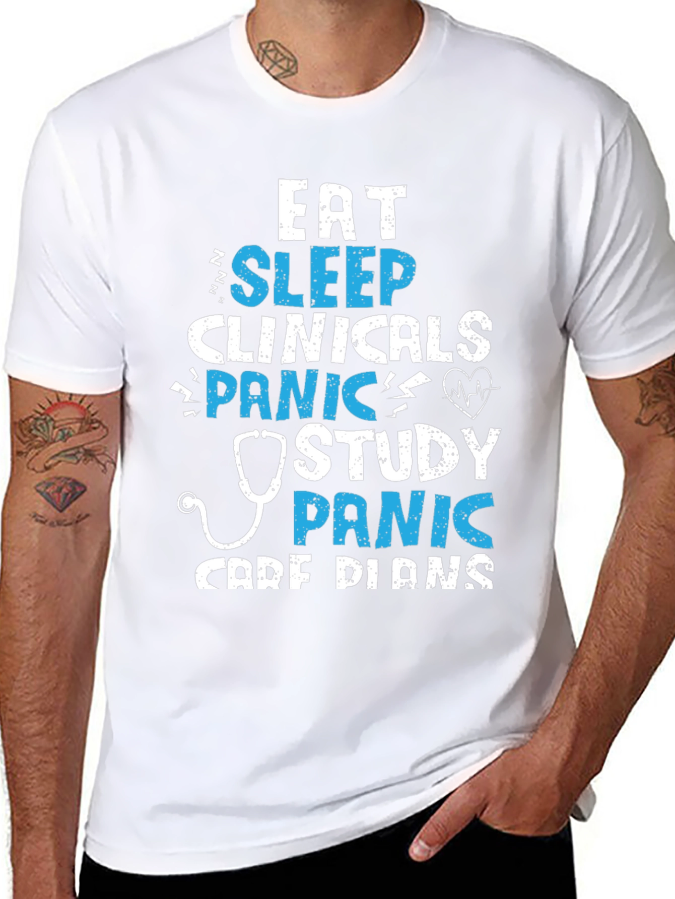 Eat Sleep Clinicals Panic Study Care Plans T-Shirt