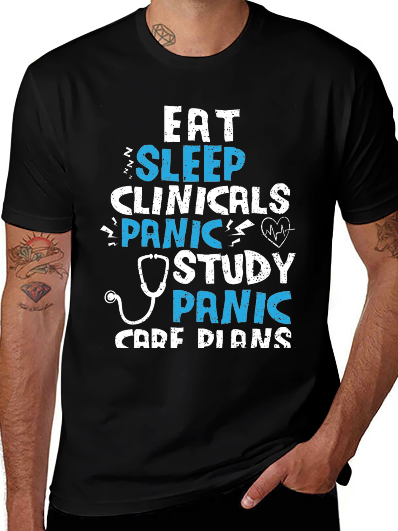 Eat Sleep Clinicals Panic Study Care Plans T-Shirt