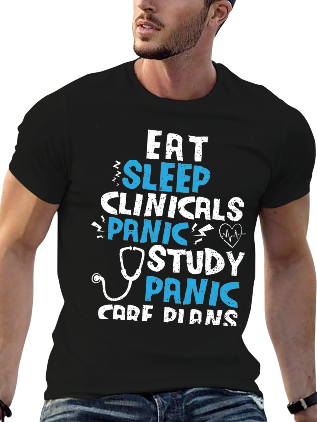 Eat Sleep Clinicals Panic Study Care Plans T-Shirt