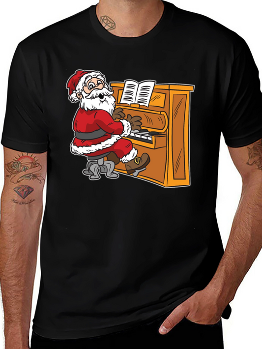 Santa Playing Piano Graphic Tee