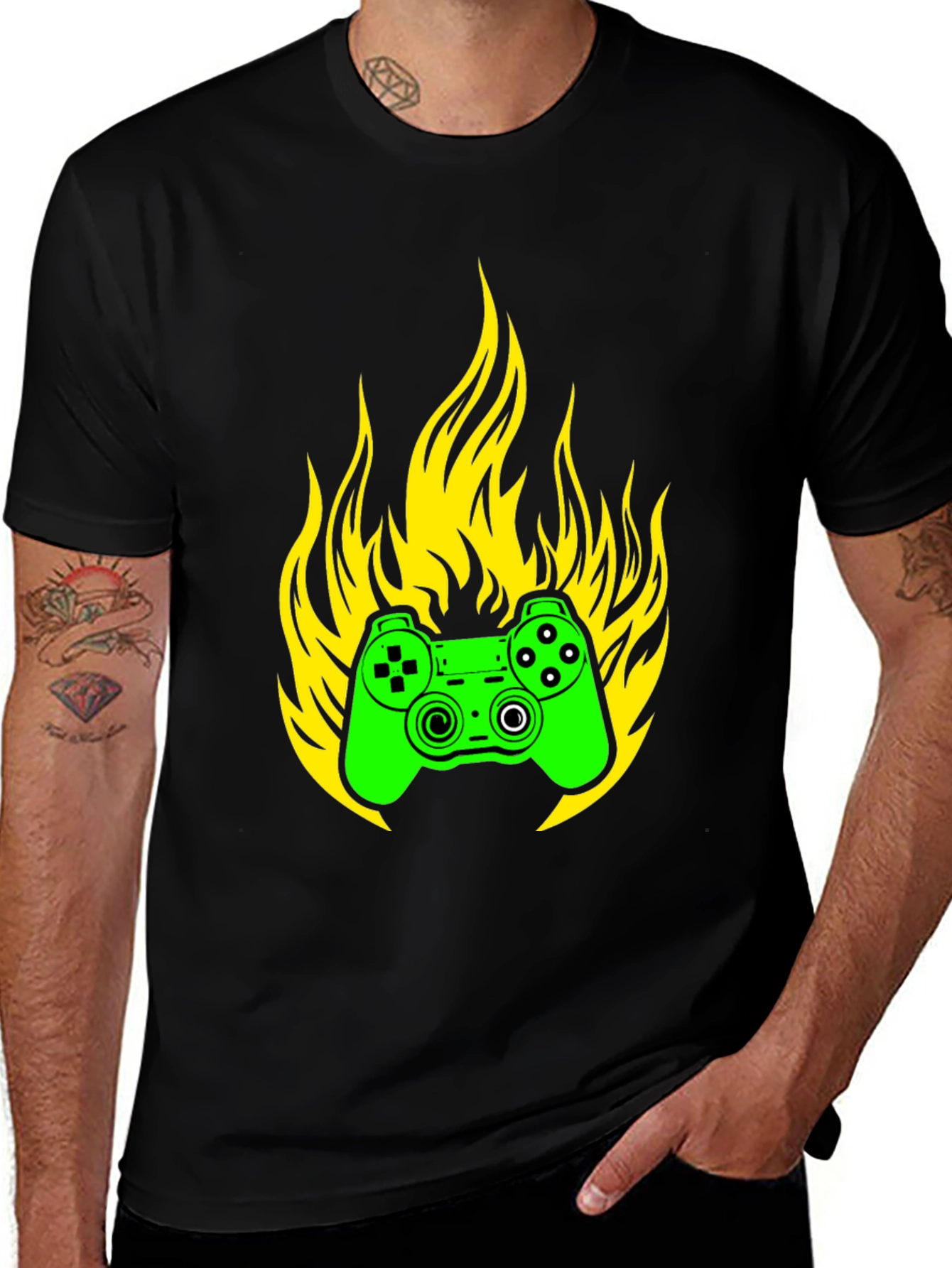 Gaming Controller Fire T-Shirt - Gamer Style