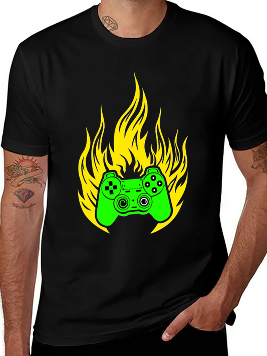 Gaming Controller Fire T-Shirt - Gamer Style