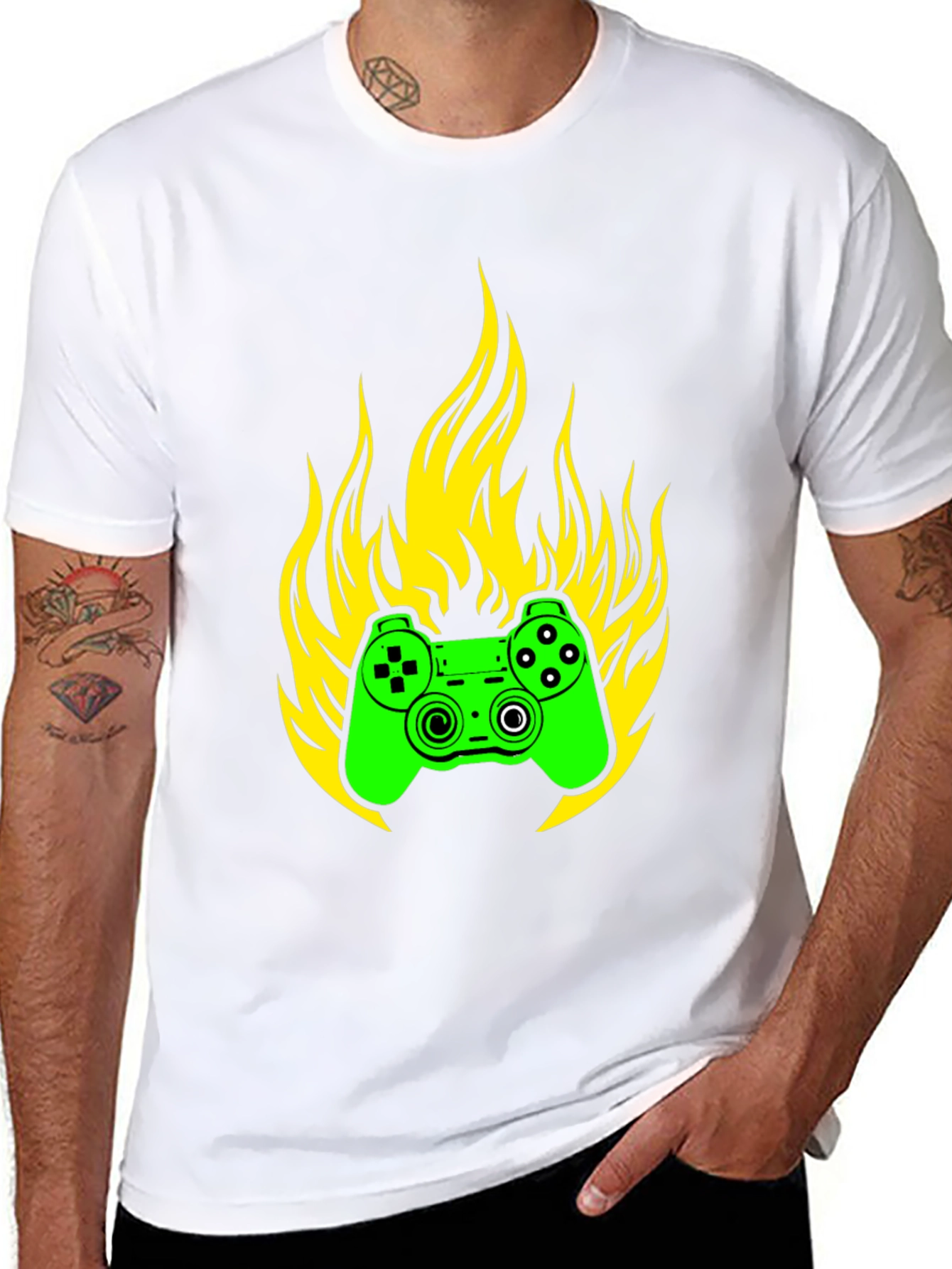 Gaming Controller Fire T-Shirt - Gamer Style