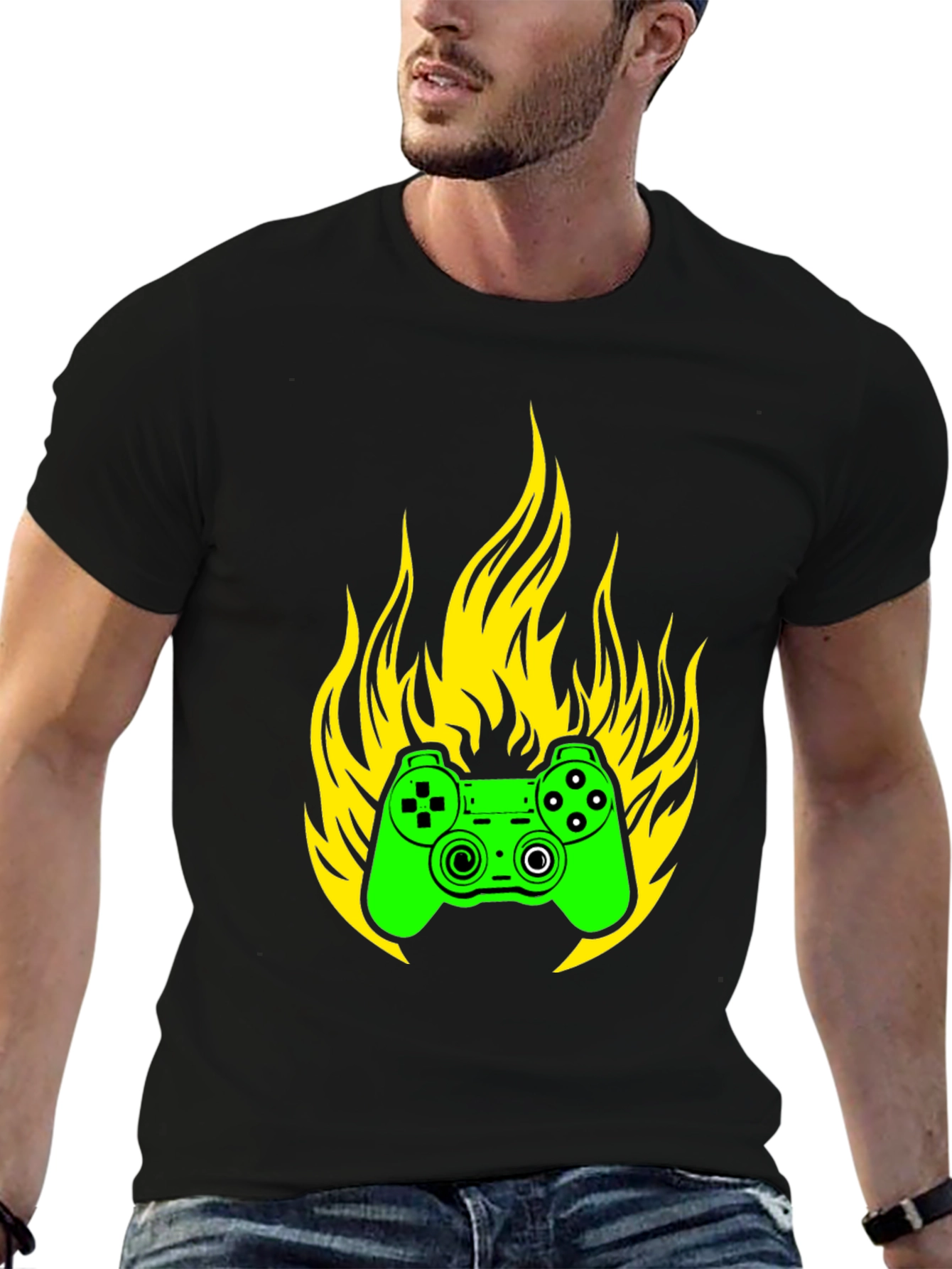 Gaming Controller Fire T-Shirt - Gamer Style