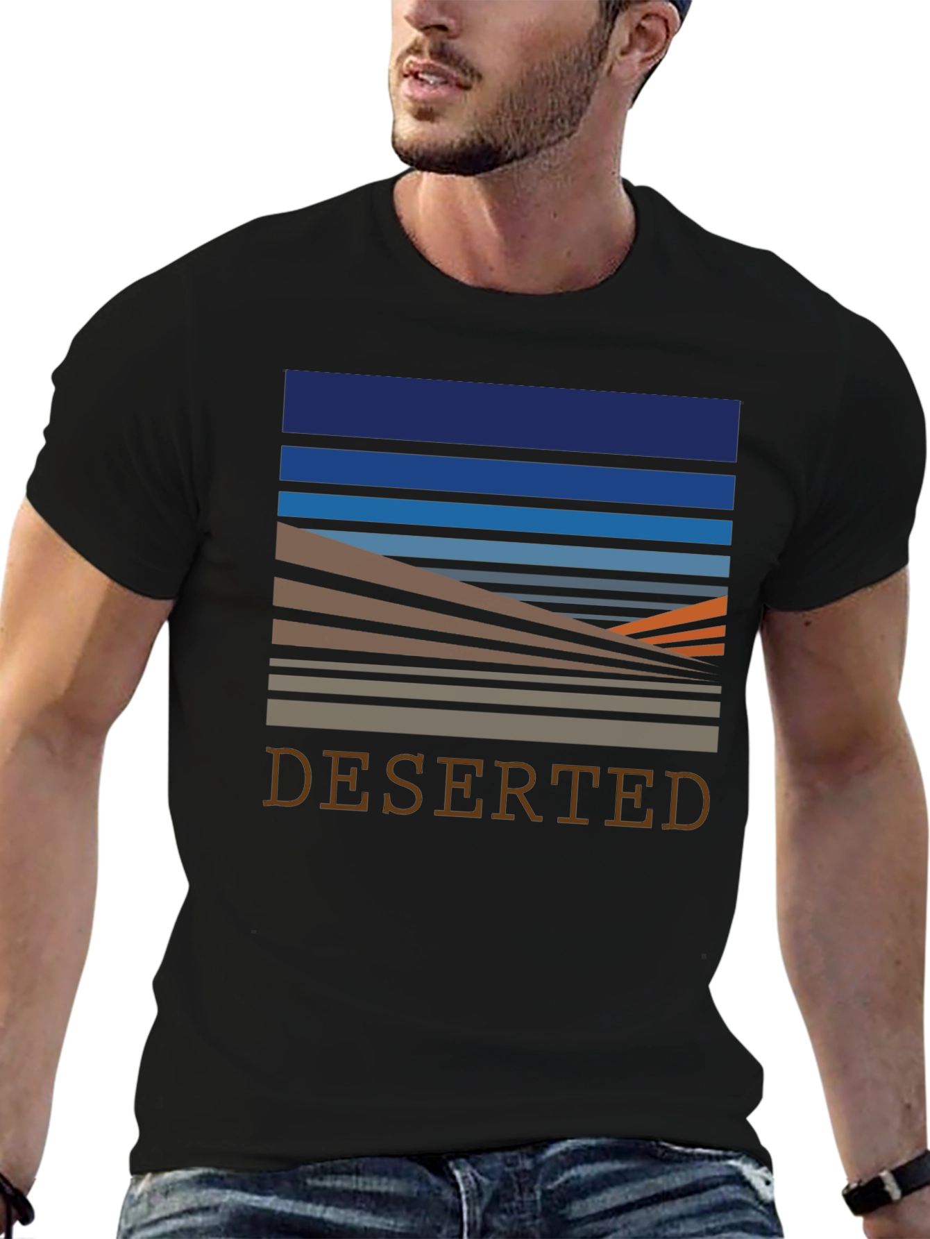 Deserted Horizon Graphic Tee - Modern Style