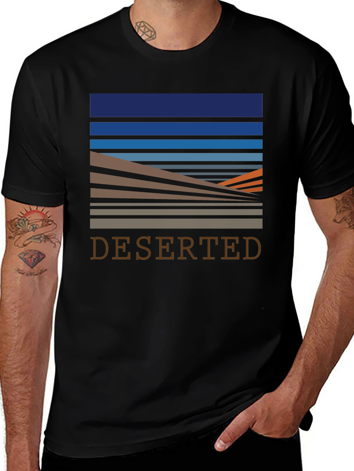 Deserted Horizon Graphic Tee - Modern Style