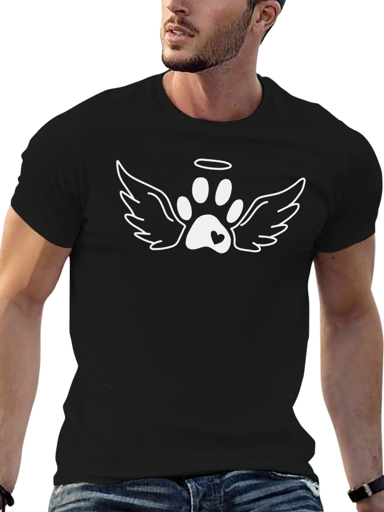 Angel Paw Print T-Shirt - Pet Memorial