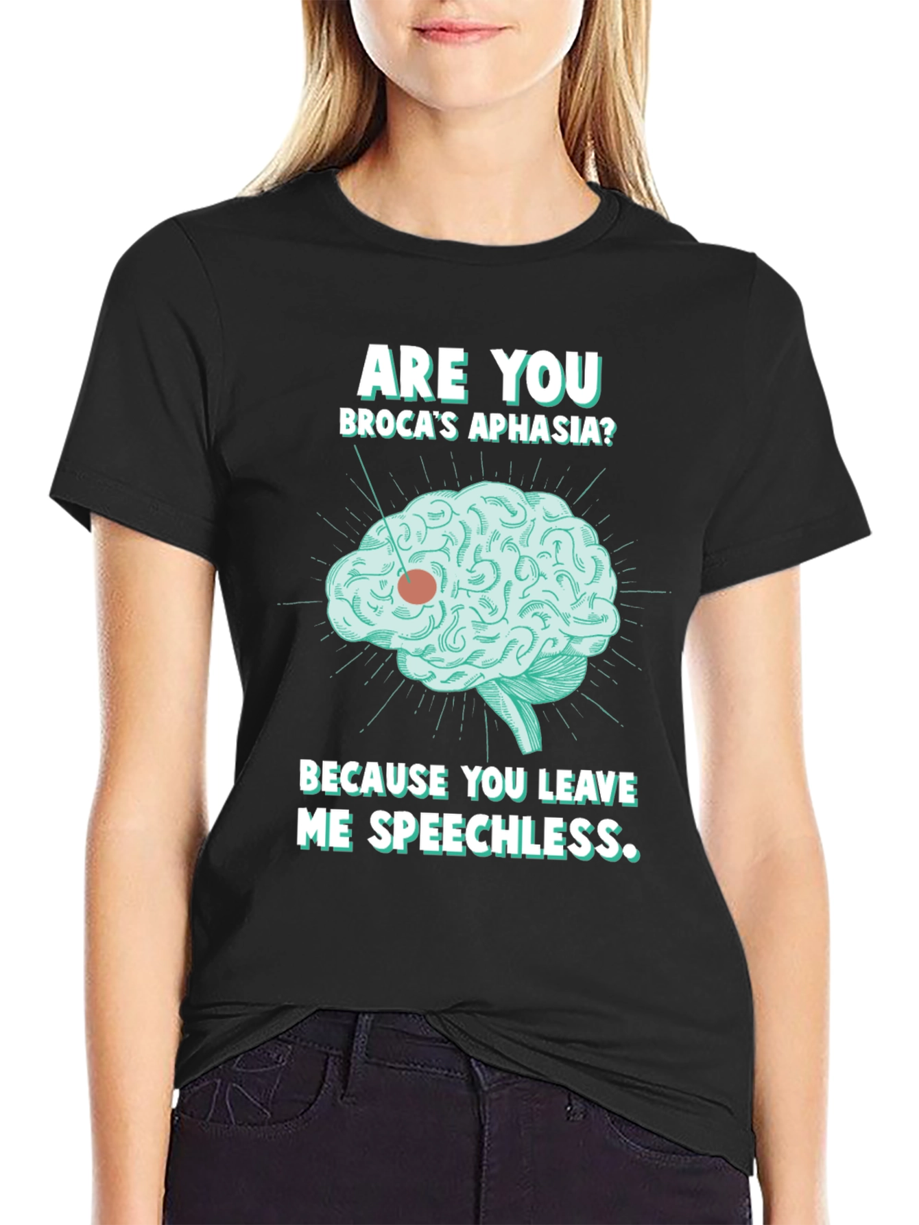 Speechless Brocas Aphasia Brain Graphic T-Shirt