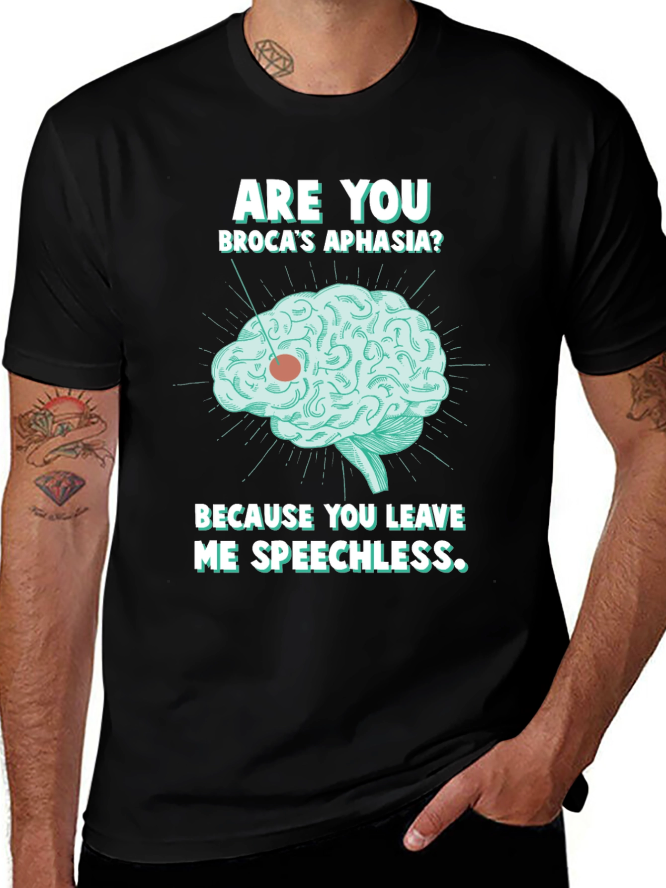 Speechless Brocas Aphasia Brain Graphic T-Shirt