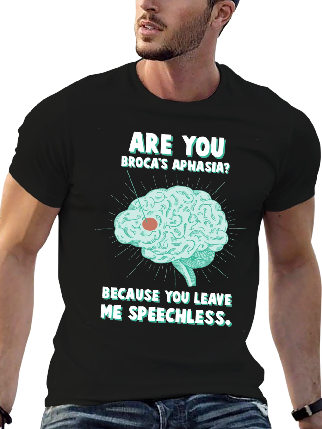 Speechless Brocas Aphasia Brain Graphic T-Shirt