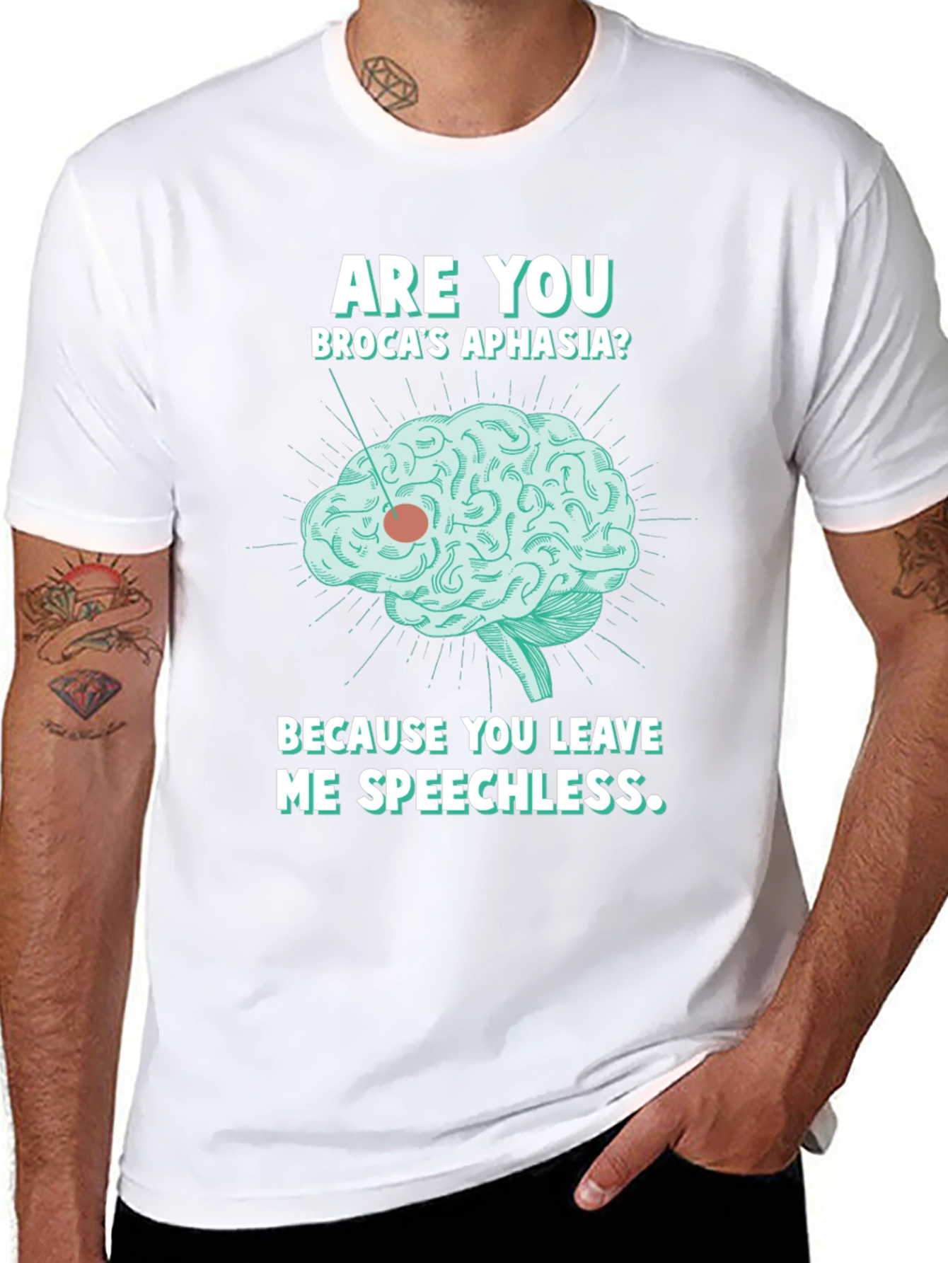 Speechless Brocas Aphasia Brain Graphic T-Shirt