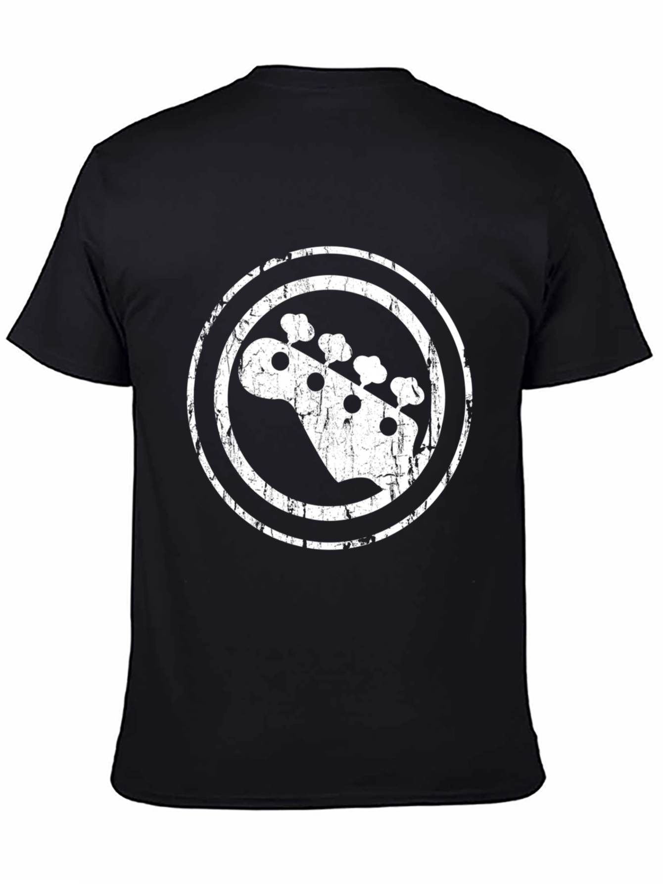 Bass Guitar Headstock Graphic Tee - Black Cotton T-Shirt
