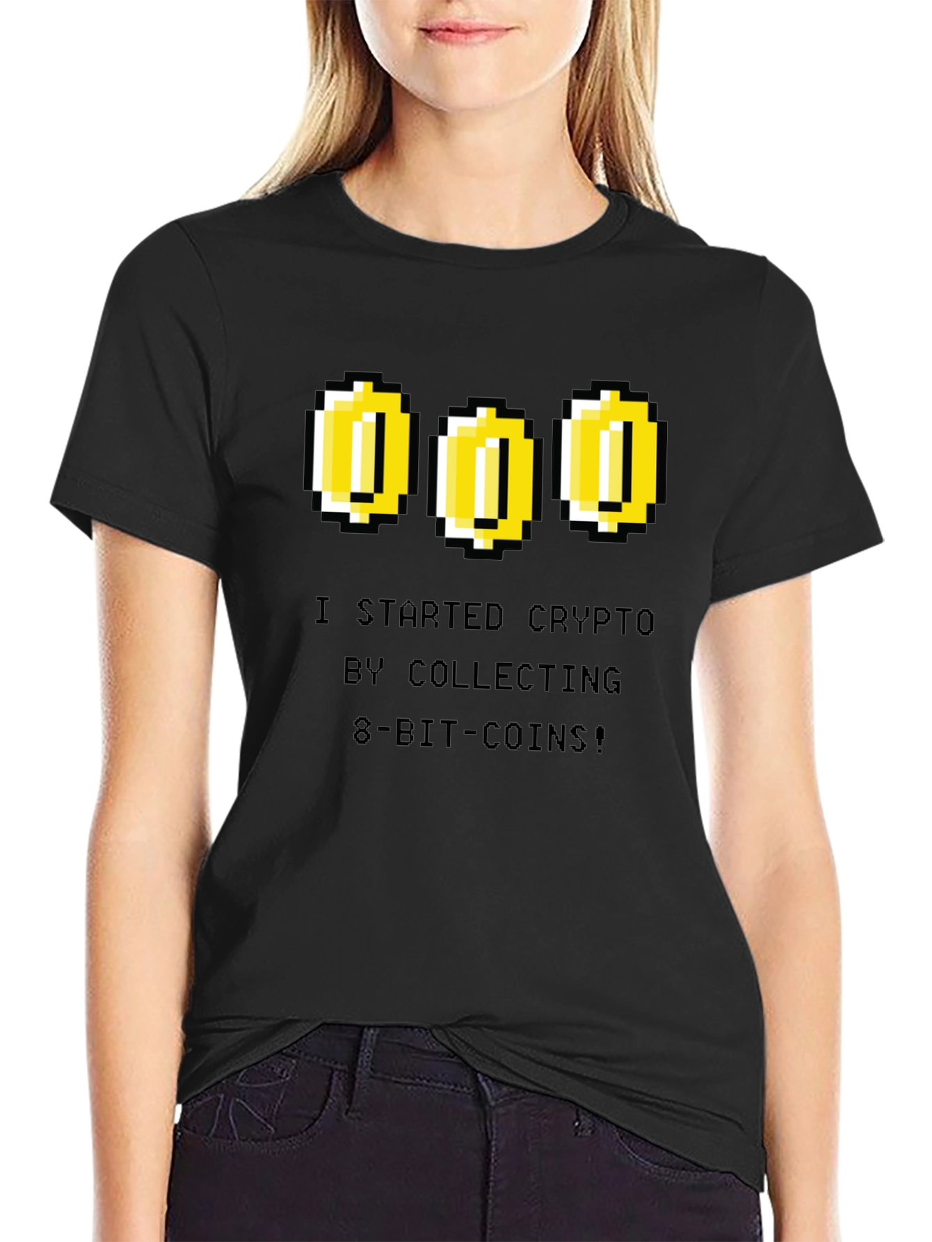 Crypto 8-Bit Coin Black T-Shirt
