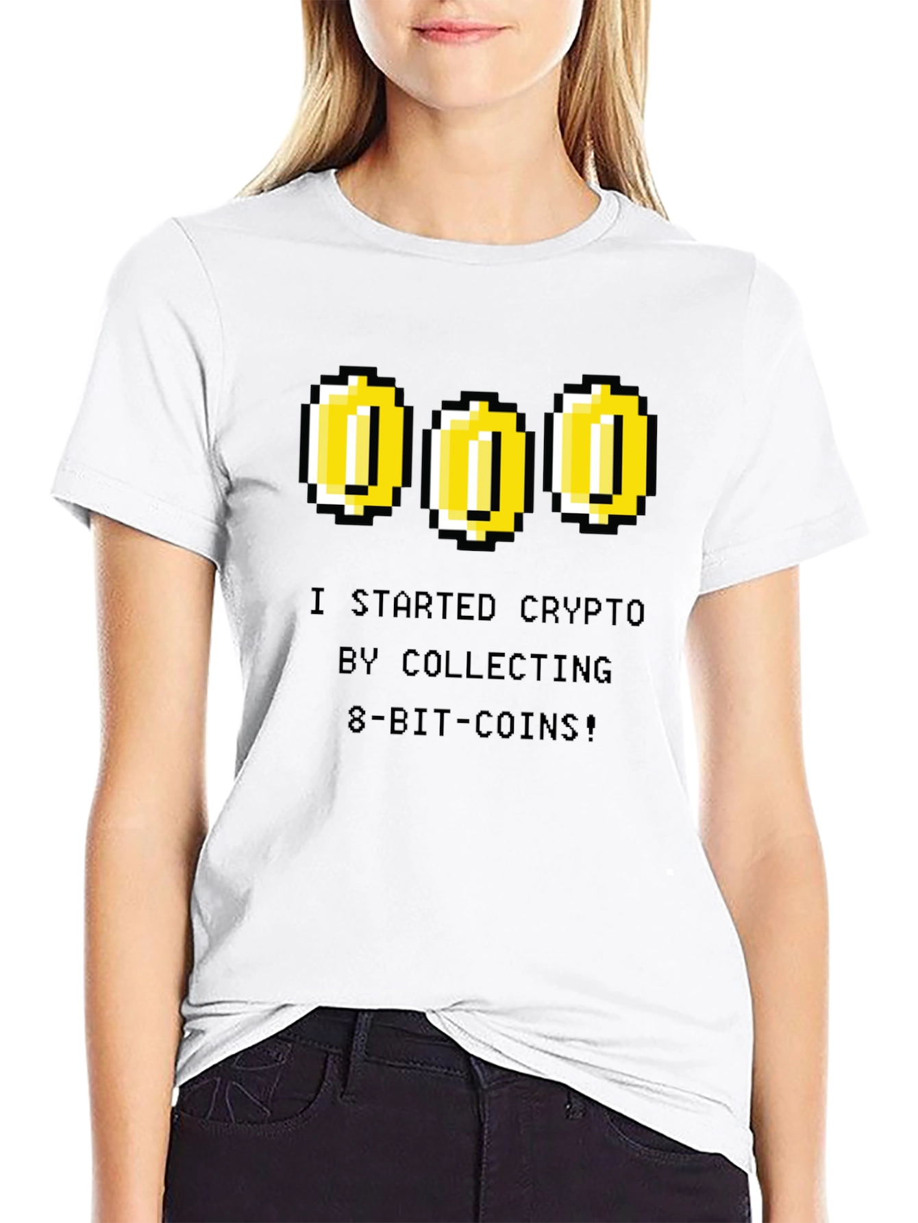Crypto 8-Bit Coin Black T-Shirt