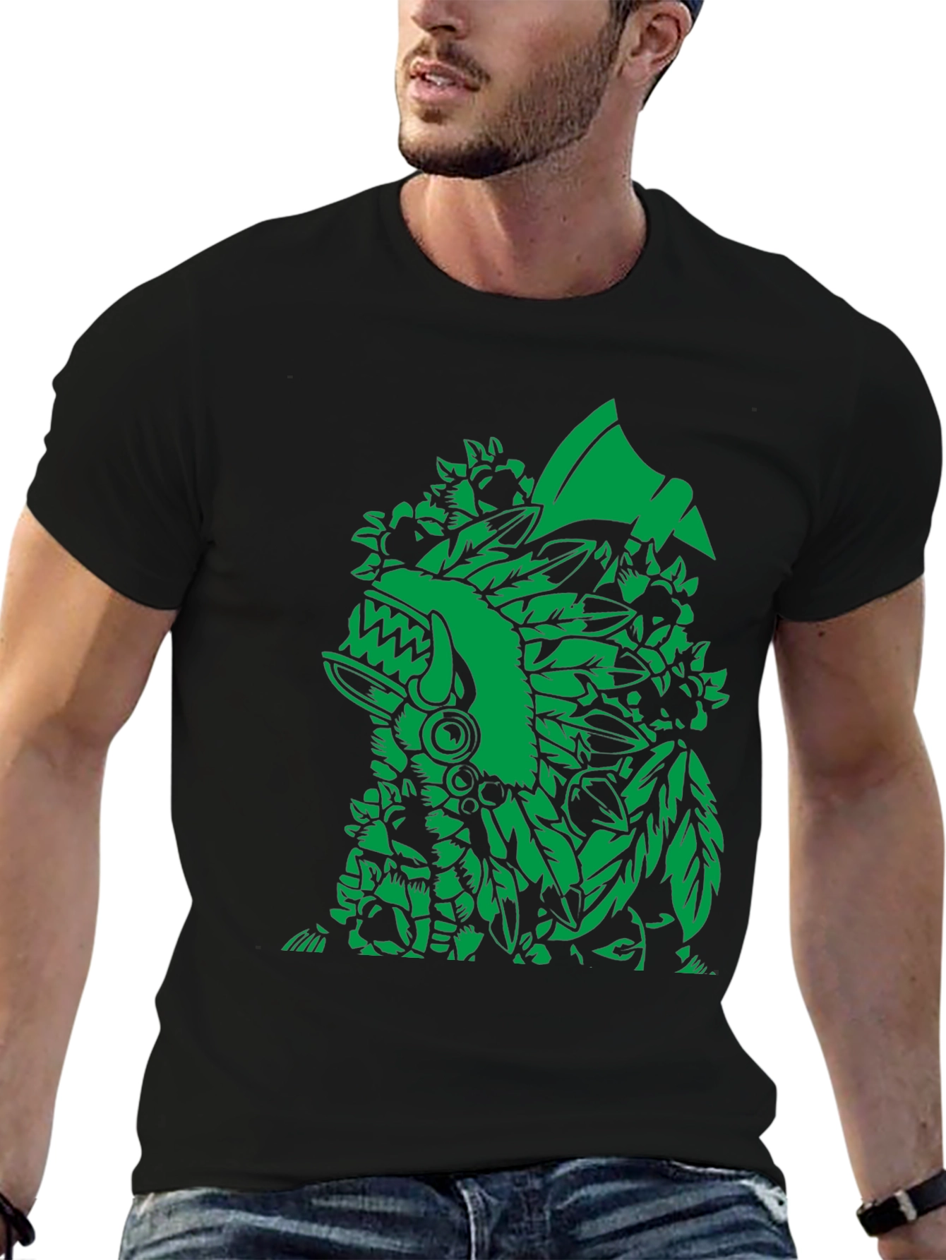 Aztec Warrior Graphic Black T-Shirt