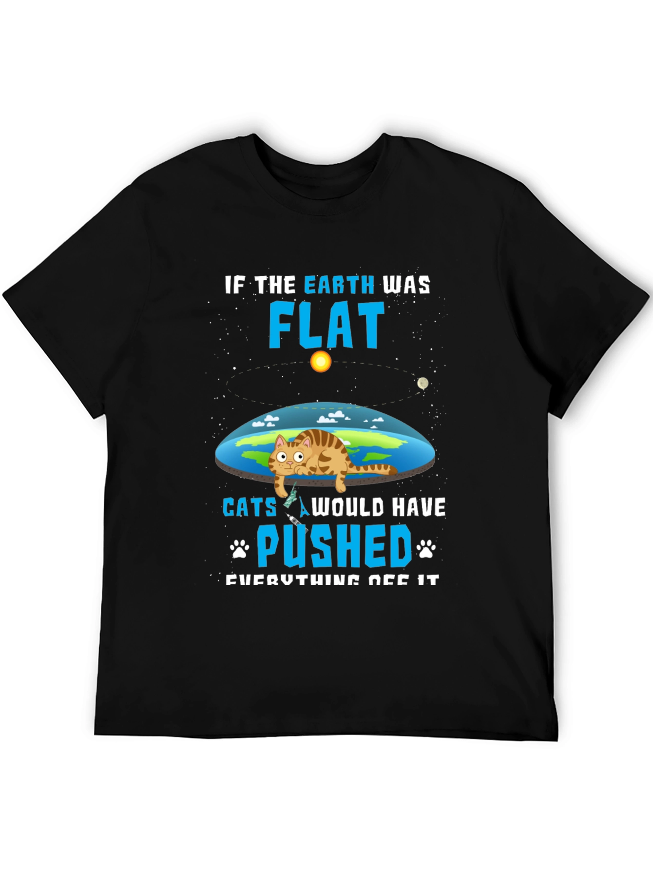 Flat Earth Cat T-Shirt - Funny Graphic Tee
