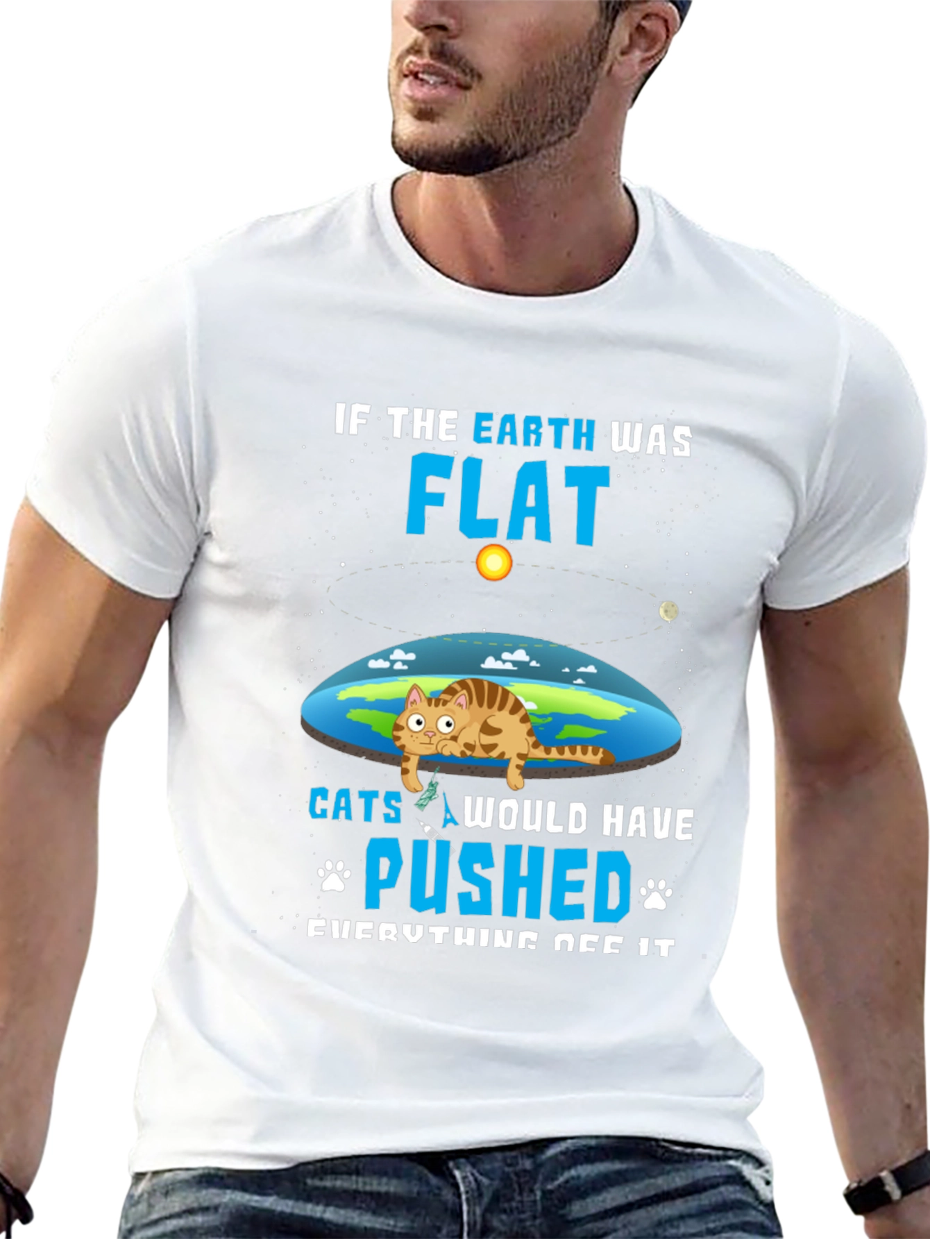 Flat Earth Cat T-Shirt - Funny Graphic Tee