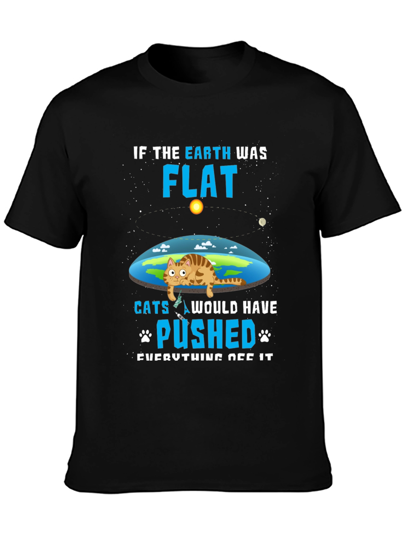 Flat Earth Cat T-Shirt - Funny Graphic Tee