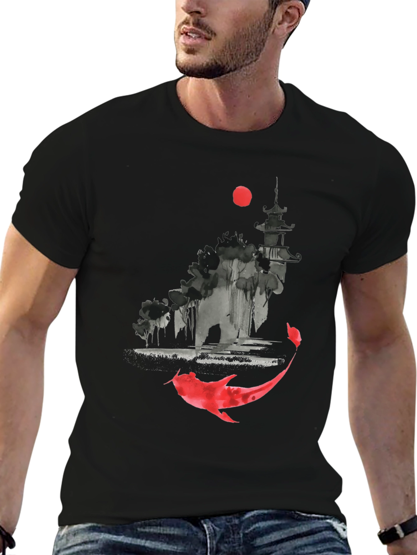 Koi Fish Graphic Tee - Asian Inspired Design