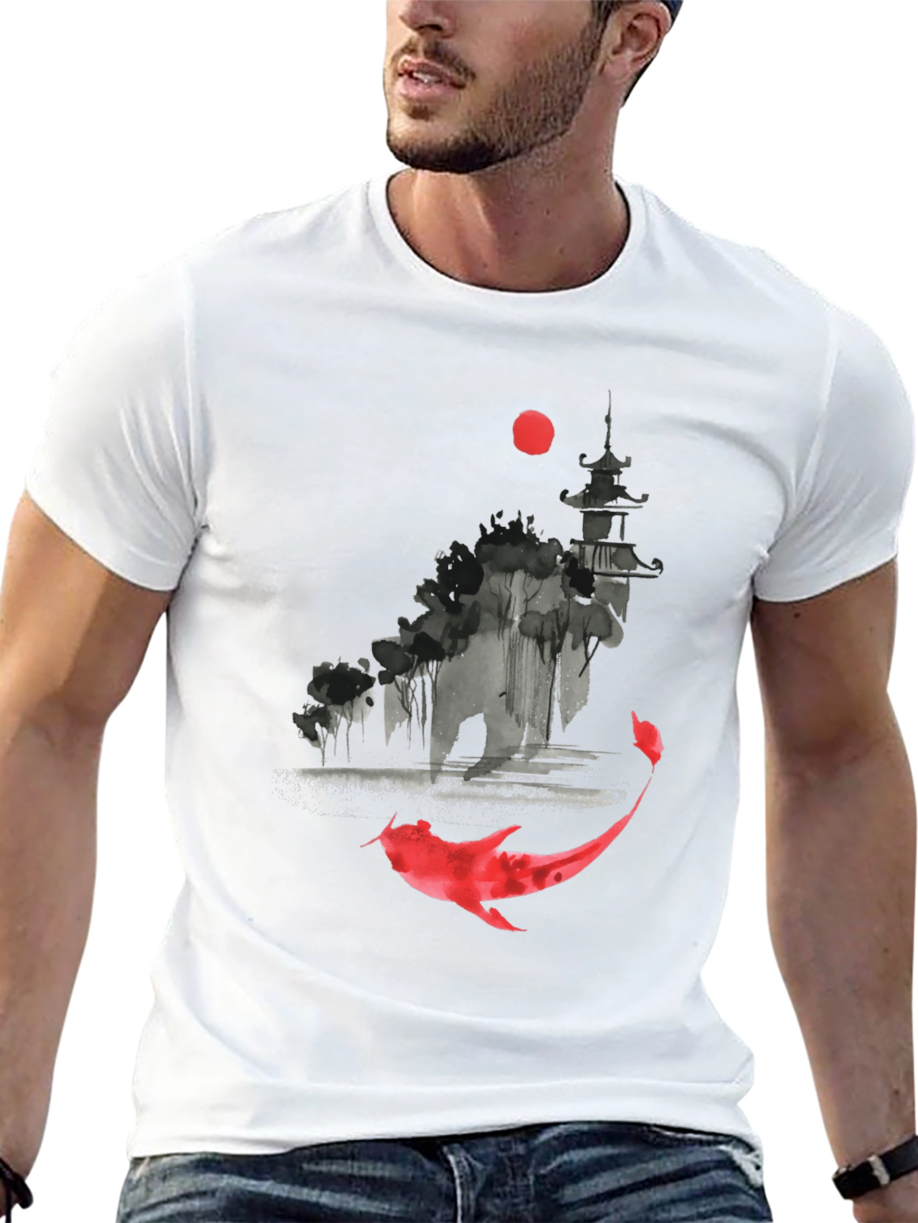 Koi Fish Graphic Tee - Asian Inspired Design