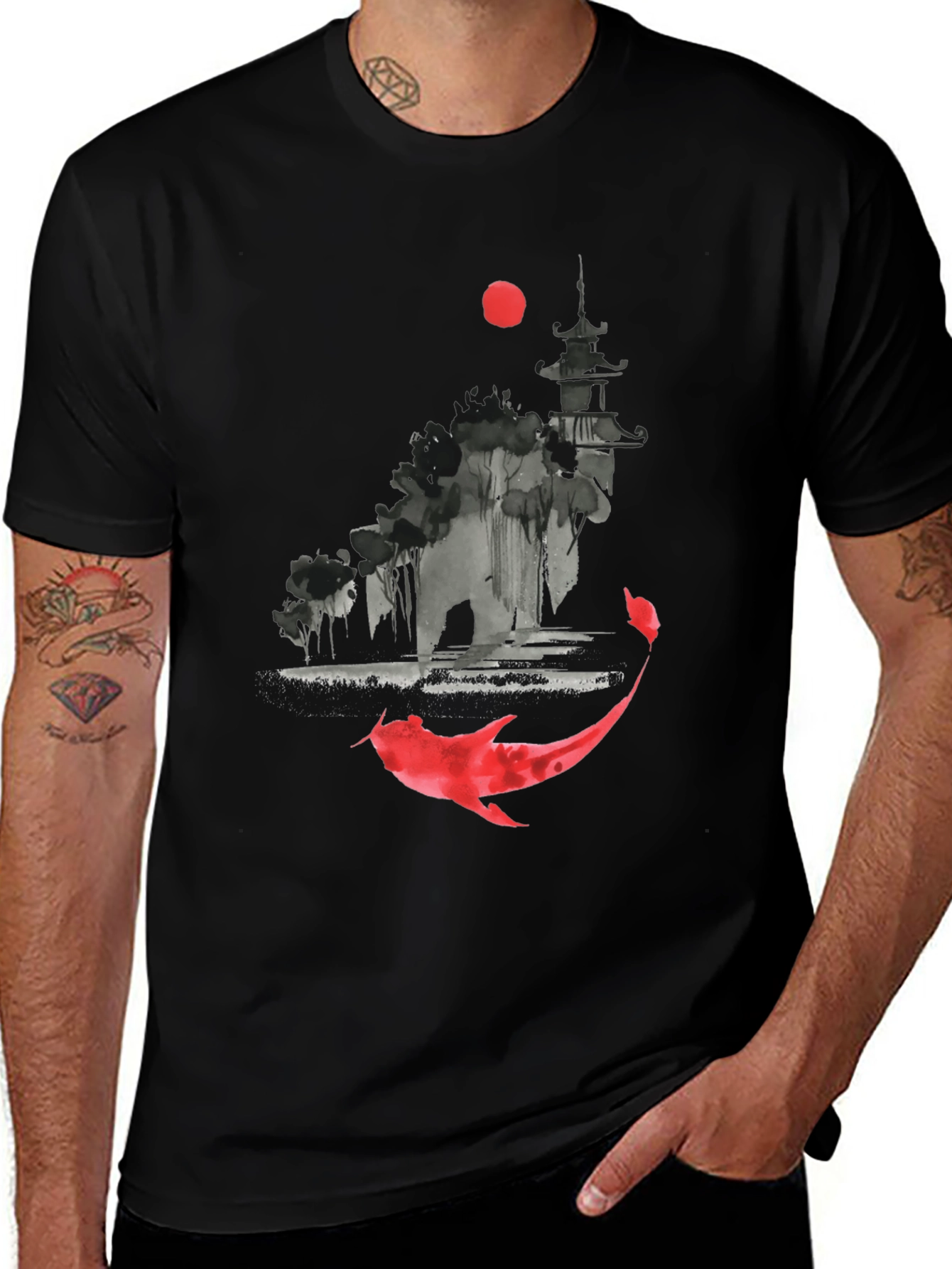 Koi Fish Graphic Tee - Asian Inspired Design