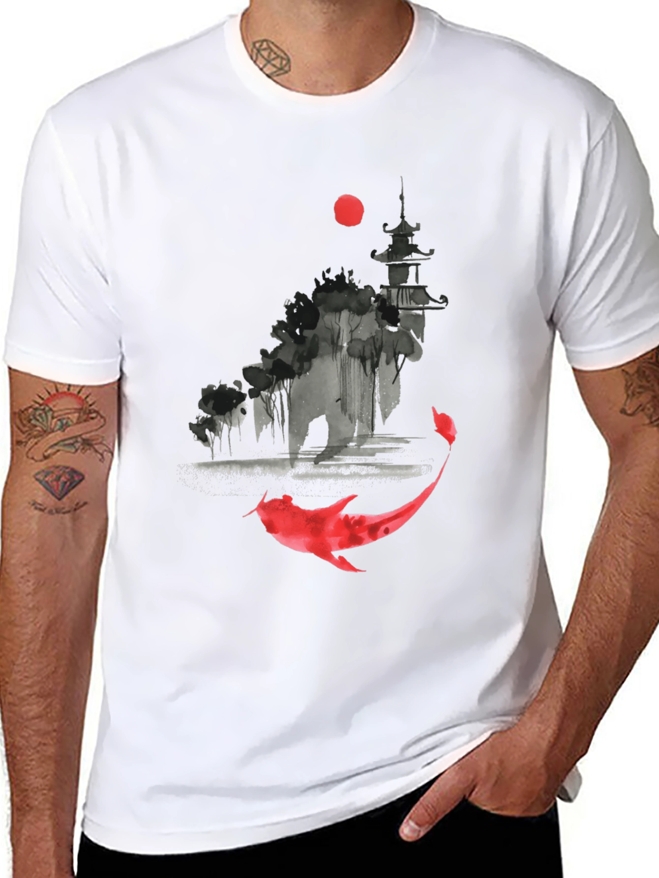 Koi Fish Graphic Tee - Asian Inspired Design