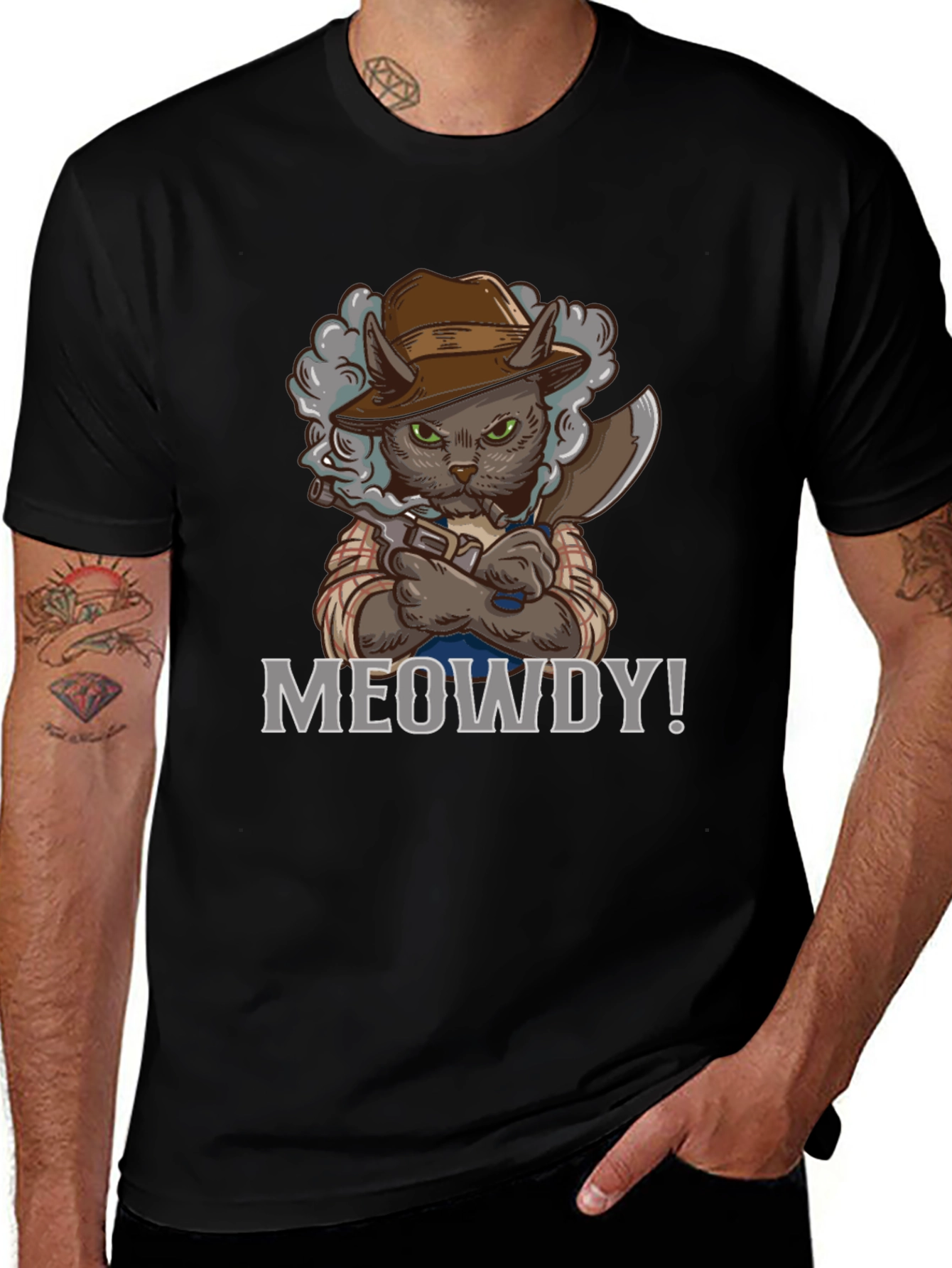 Meowdy Cat Cowboy Graphic T-Shirt