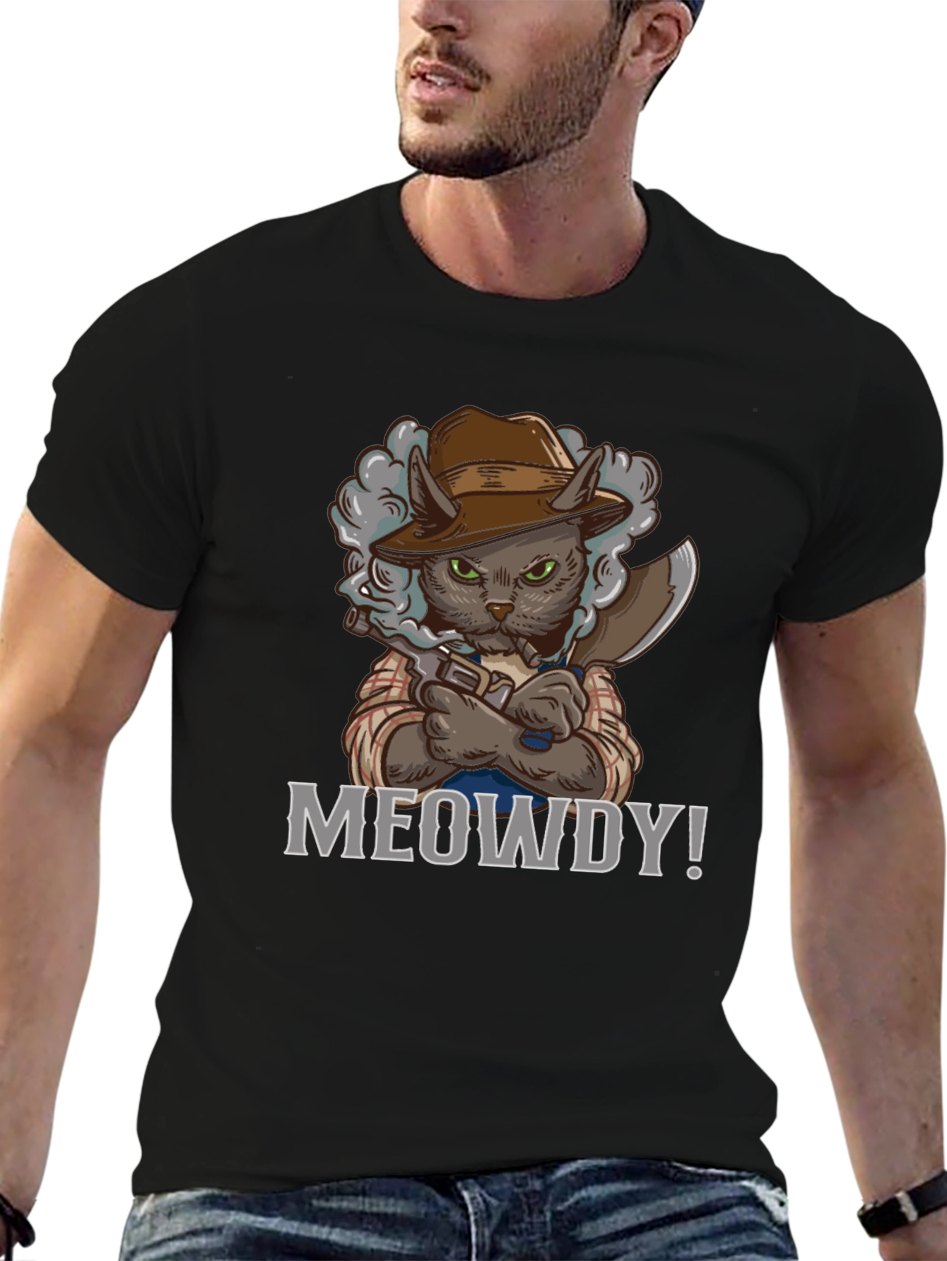 Meowdy Cat Cowboy Graphic T-Shirt