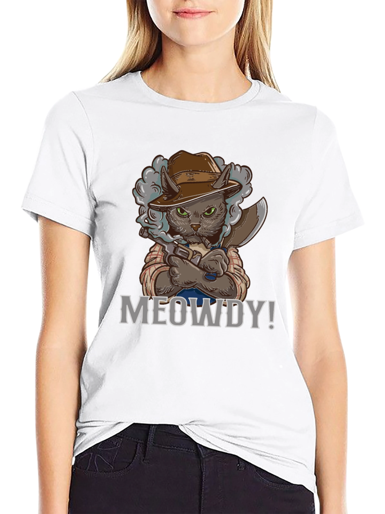 Meowdy Cat Cowboy Graphic T-Shirt