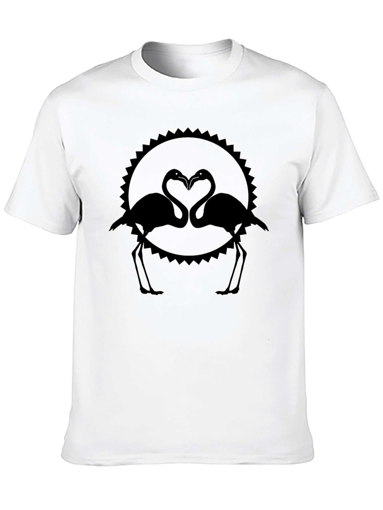 Flamingo Heart Graphic Tee - Stylish Black T-Shirt