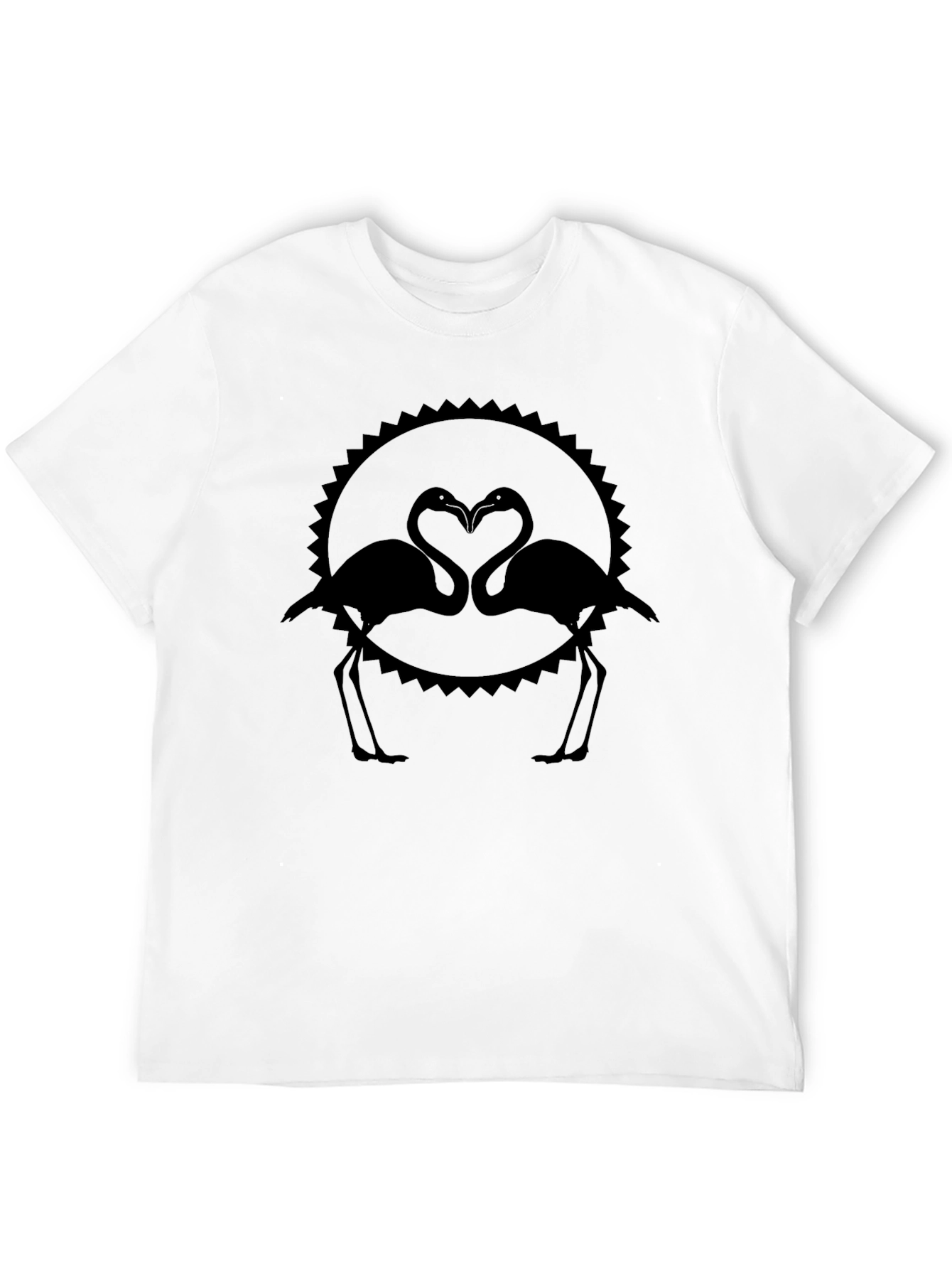 Flamingo Heart Graphic Tee - Stylish Black T-Shirt