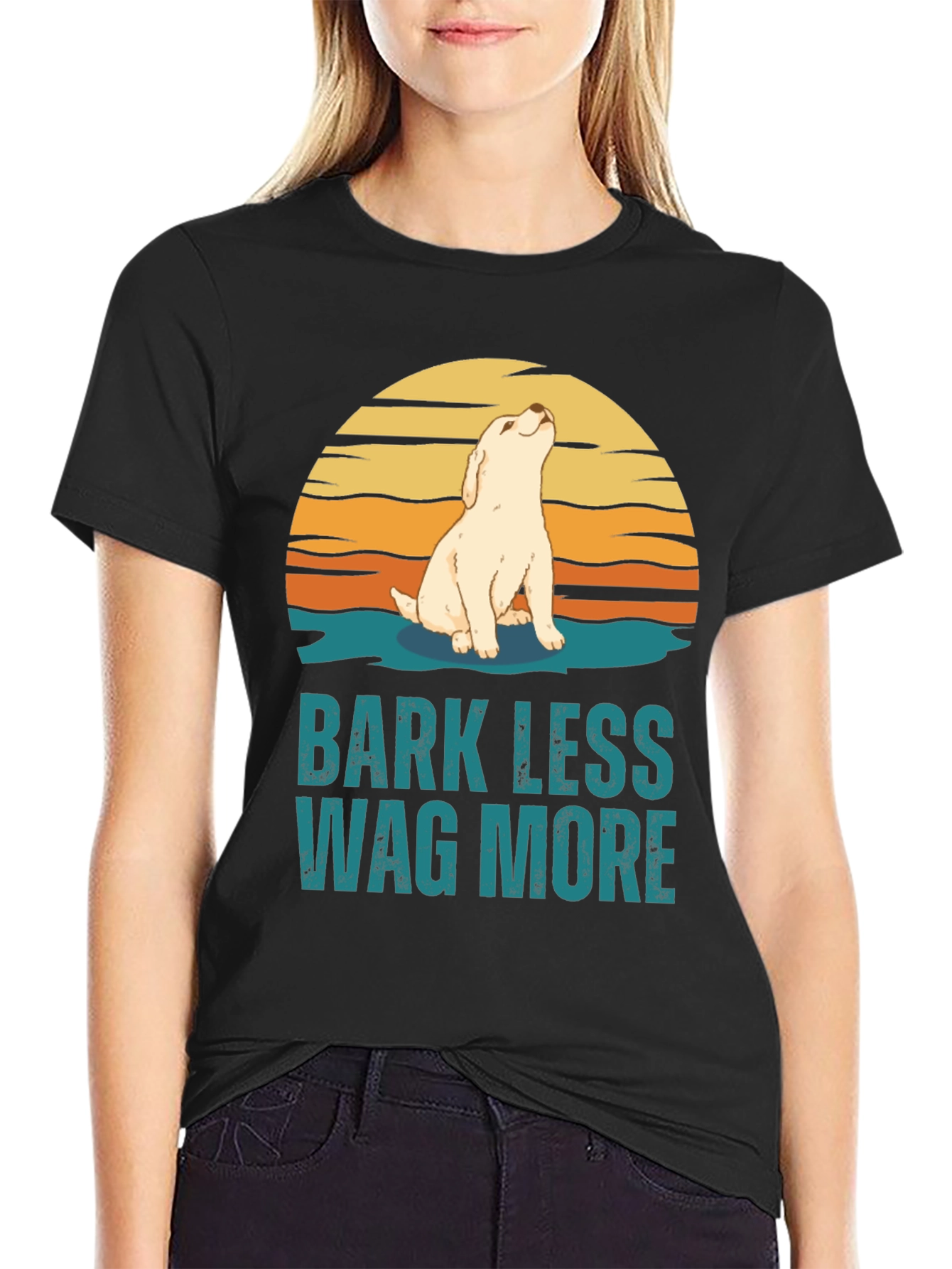 Bark Less Wag More Dog Graphic Tee