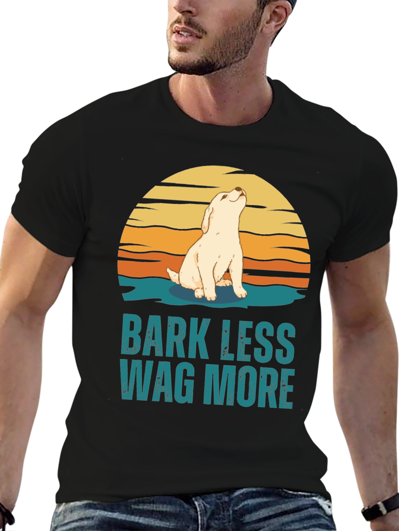 Bark Less Wag More Dog Graphic Tee