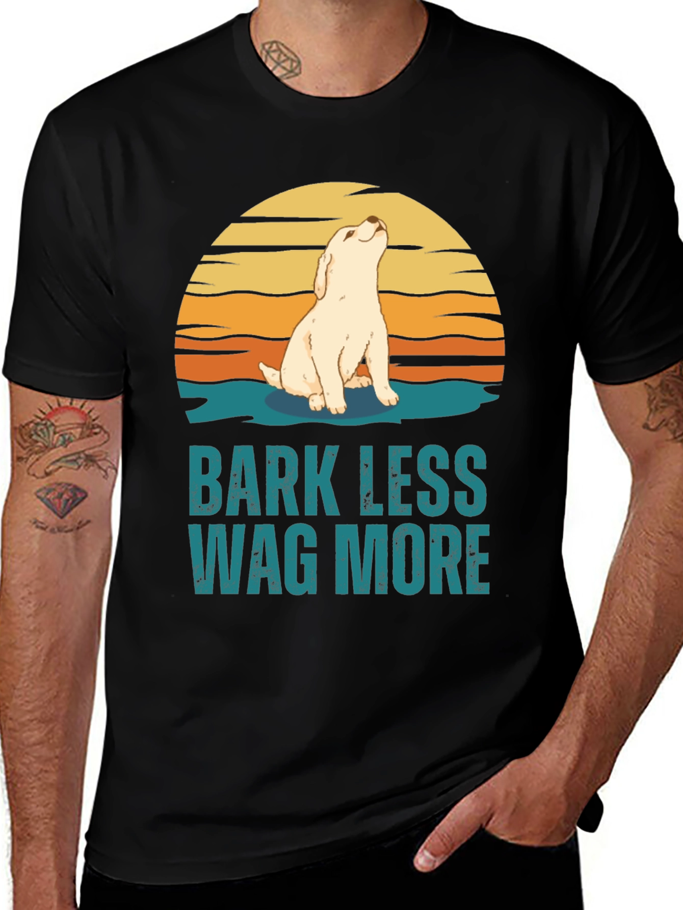 Bark Less Wag More Dog Graphic Tee