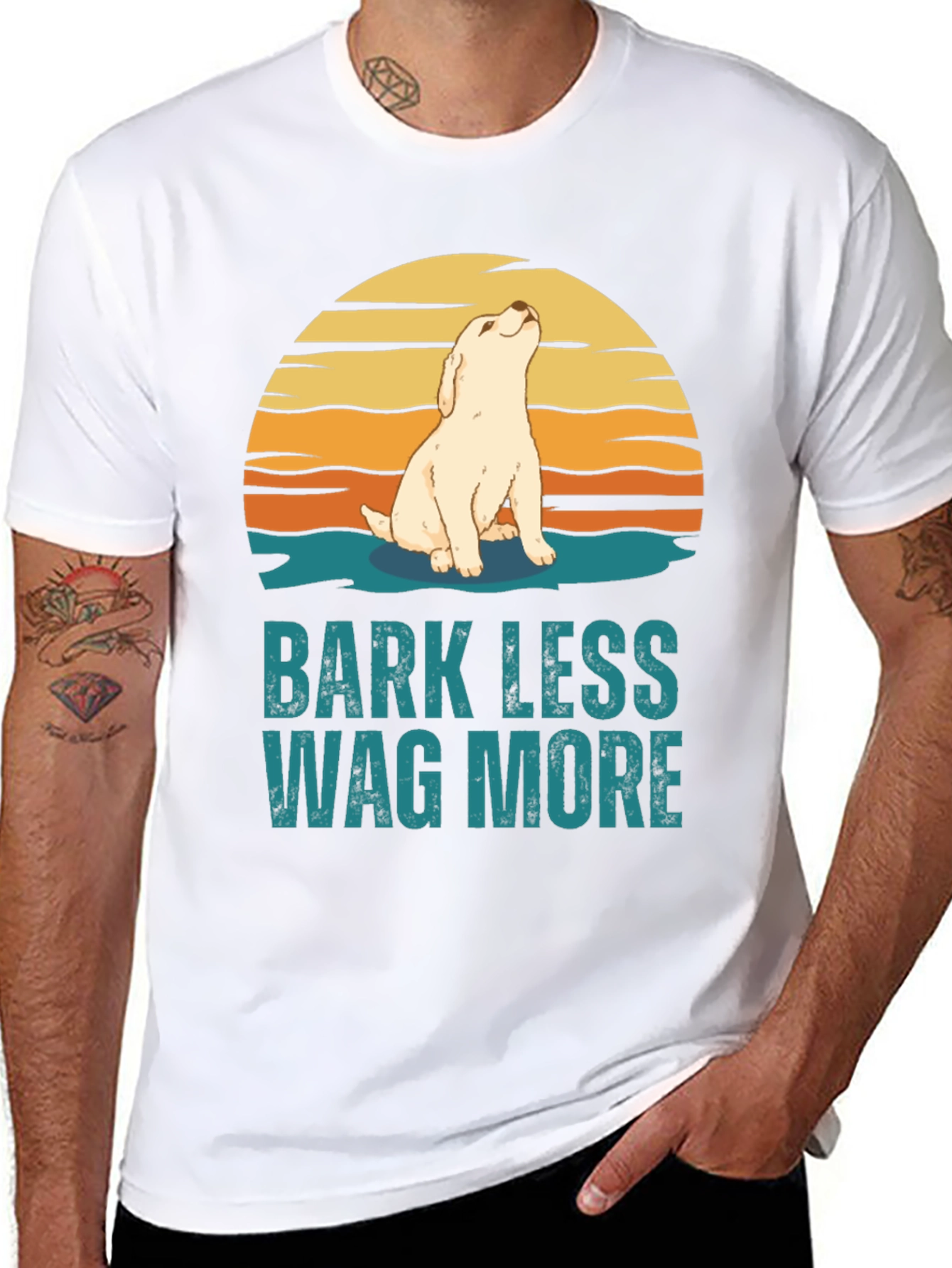 Bark Less Wag More Dog Graphic Tee