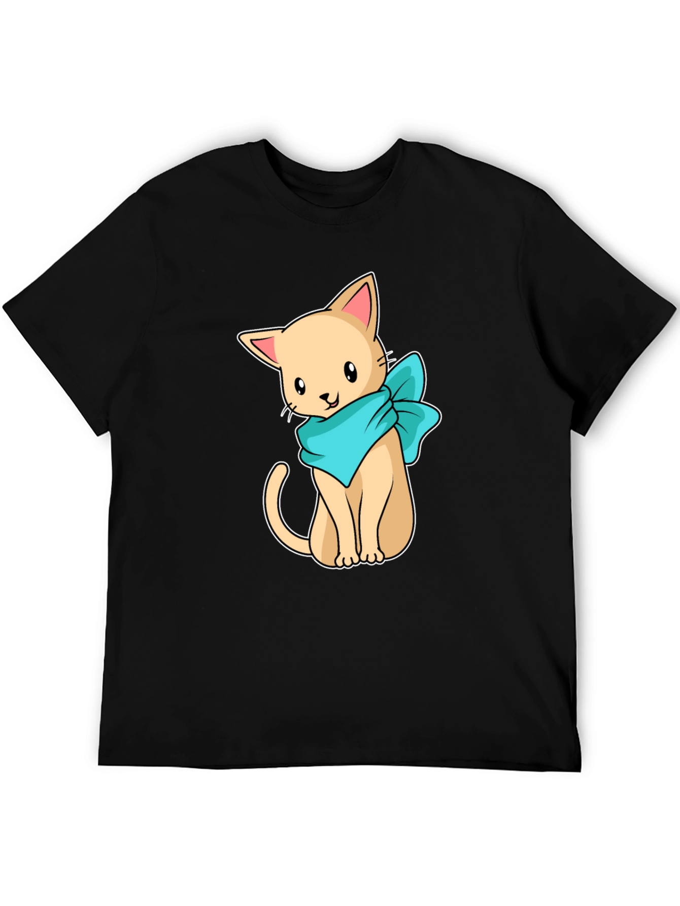 Cute Cartoon Cat Graphic Tee - Black Unisex Shirt