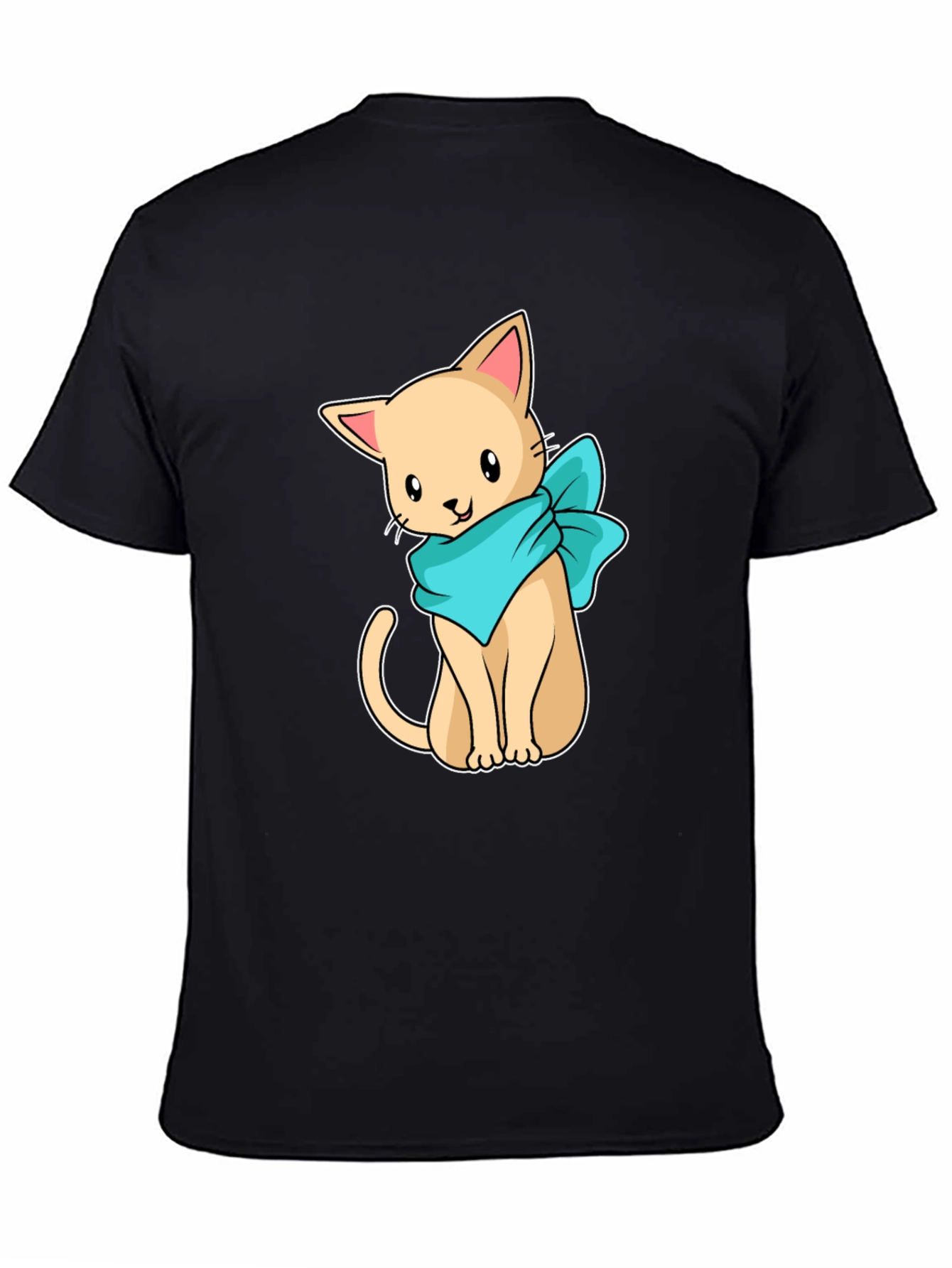 Cute Cartoon Cat Graphic Tee - Black Unisex Shirt