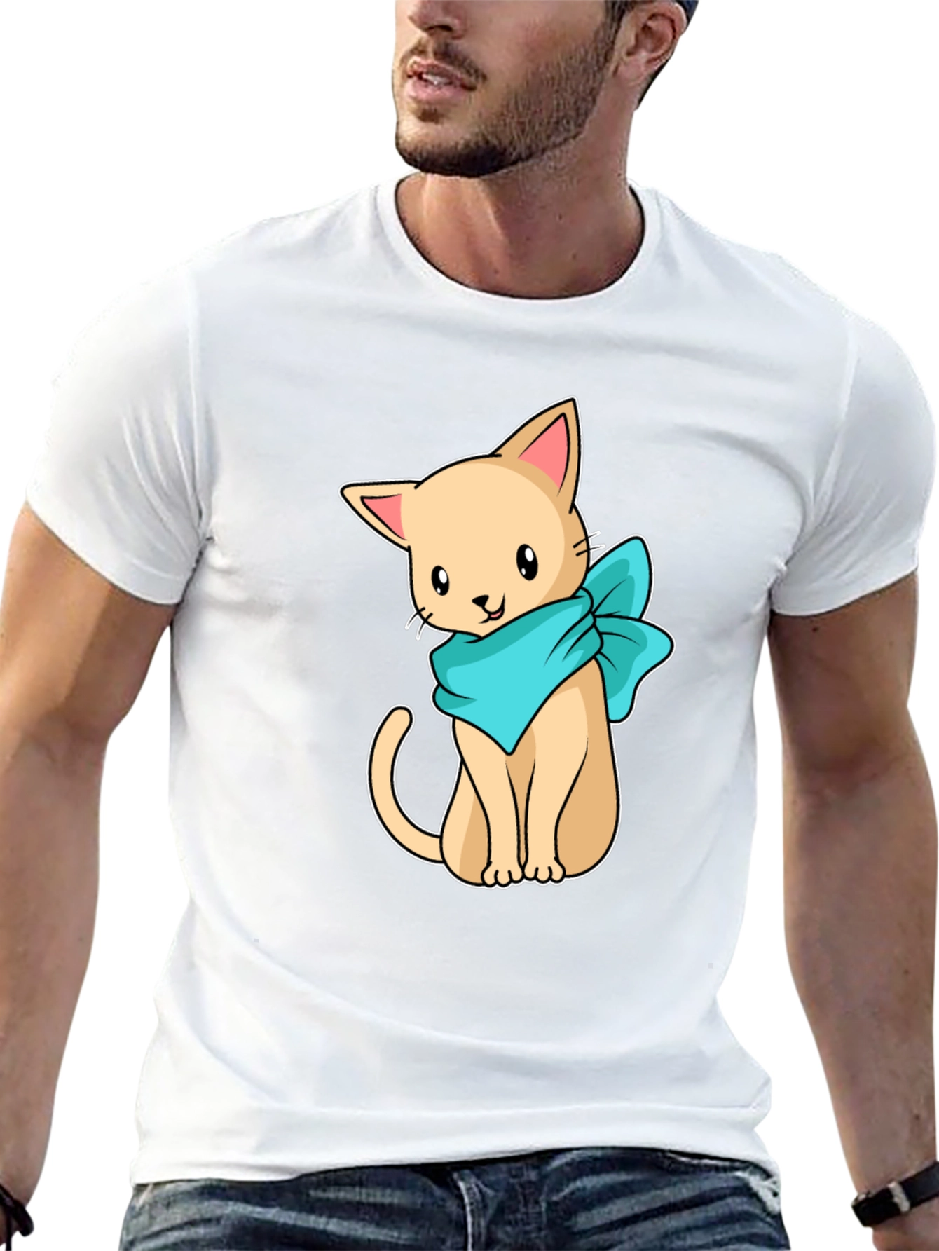 Cute Cartoon Cat Graphic Tee - Black Unisex Shirt