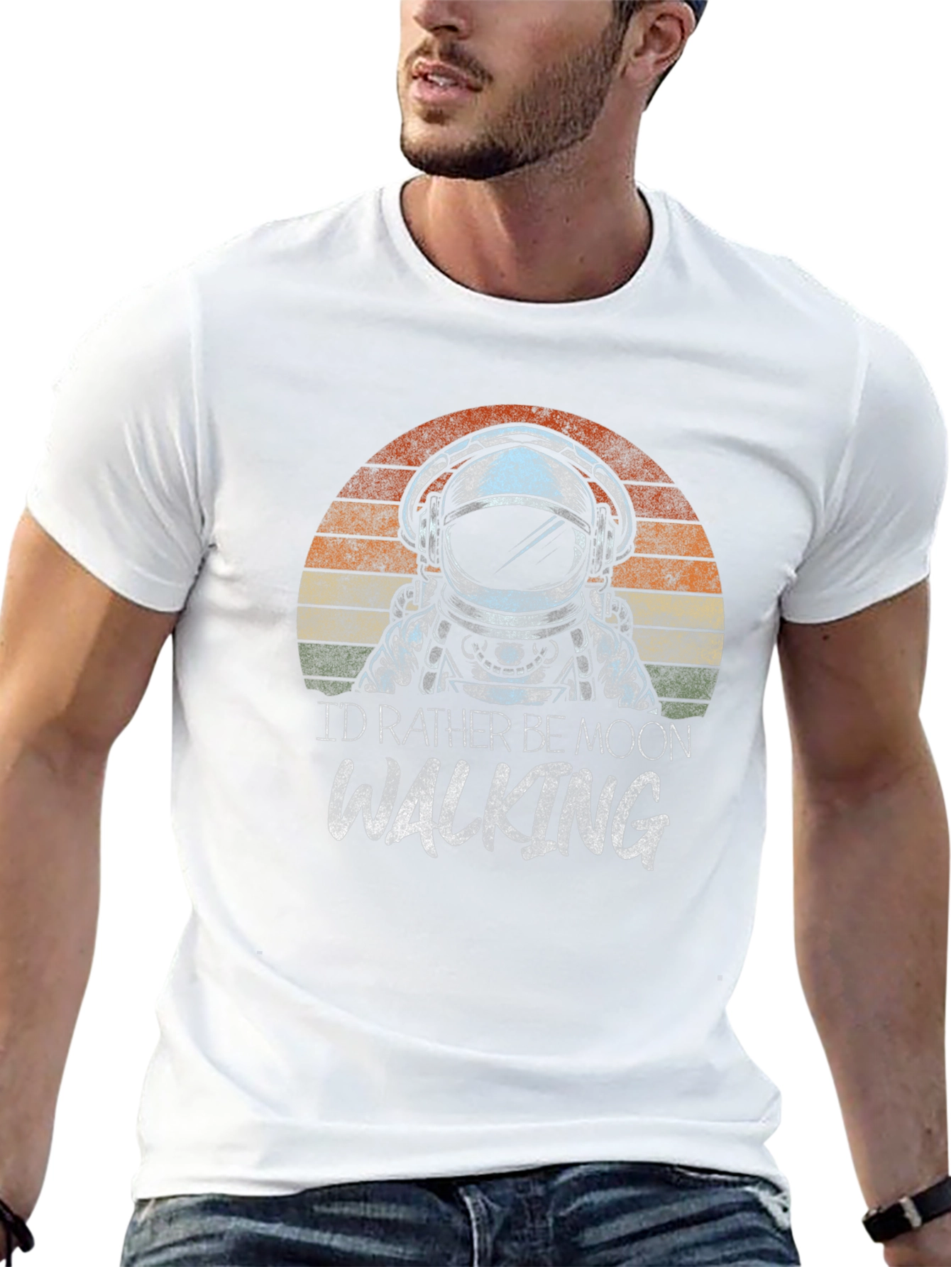 Astronaut Moonwalking Graphic Tee - Retro Style