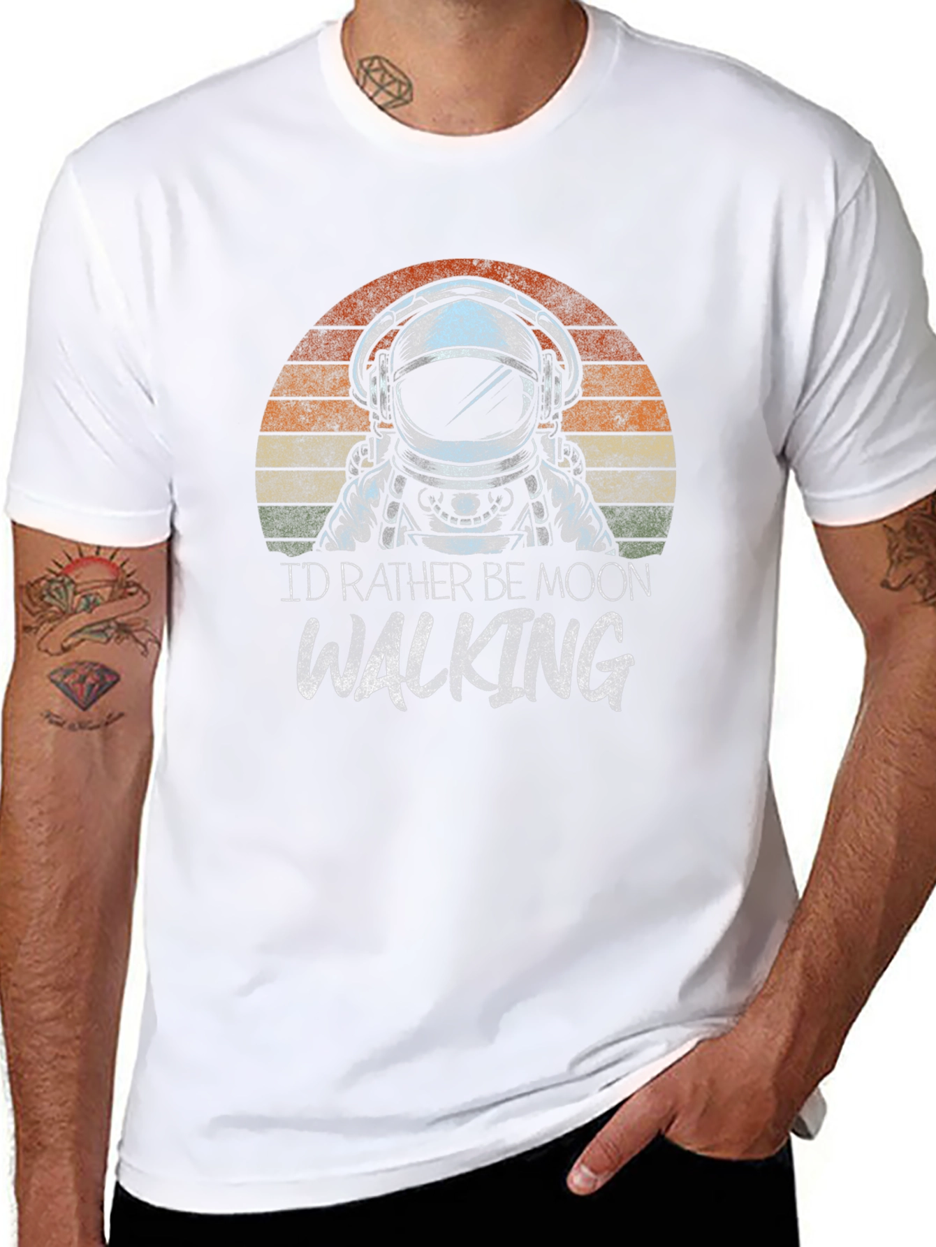 Astronaut Moonwalking Graphic Tee - Retro Style