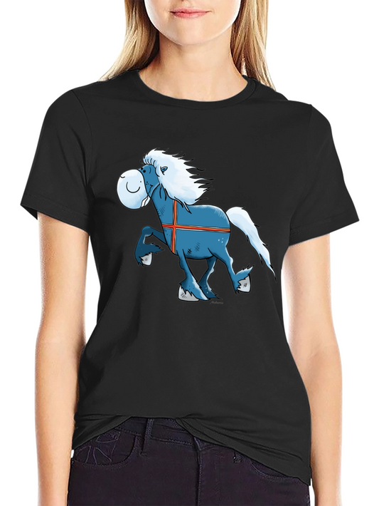 Icelandic Horse Cartoon T-Shirt - Novelty Tee