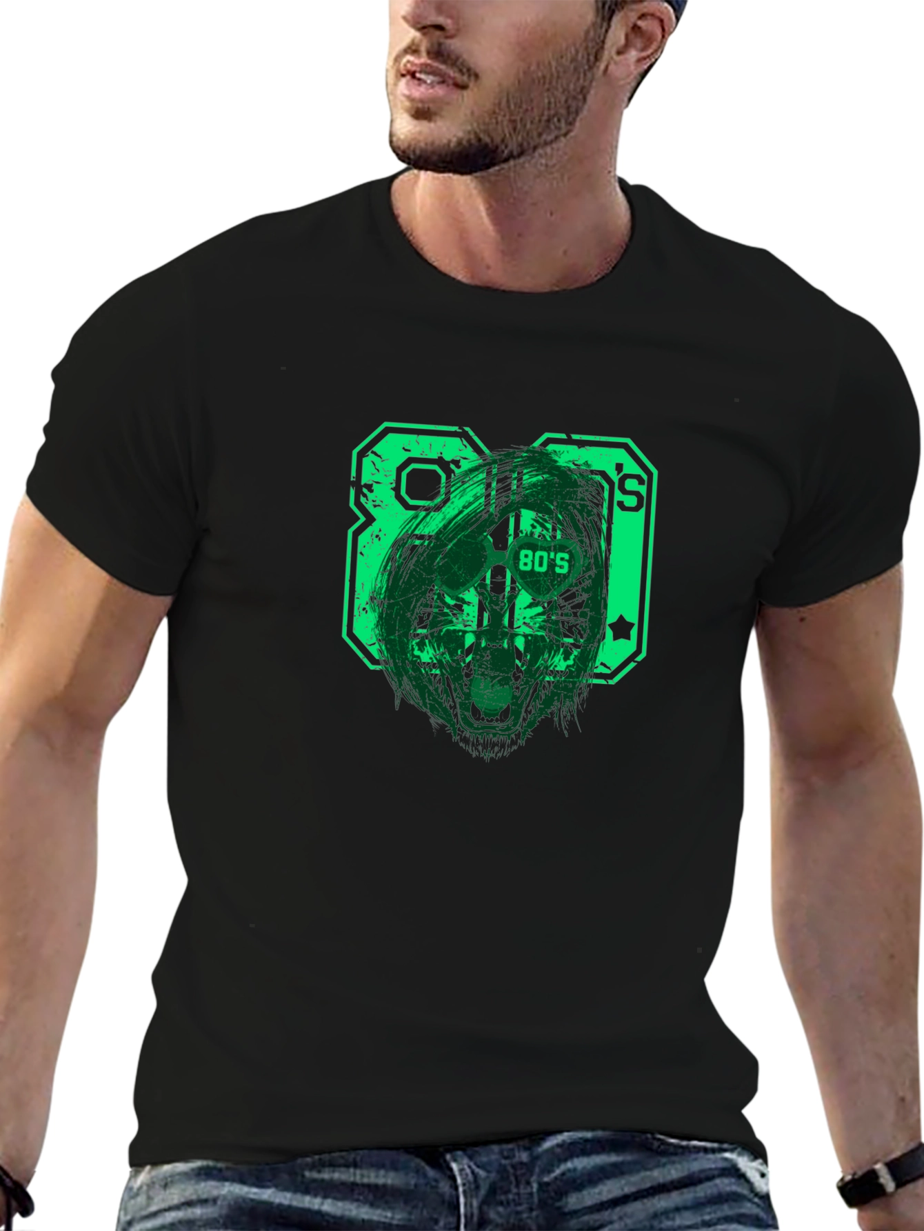 Retro 80s Graphic T-Shirt - Black