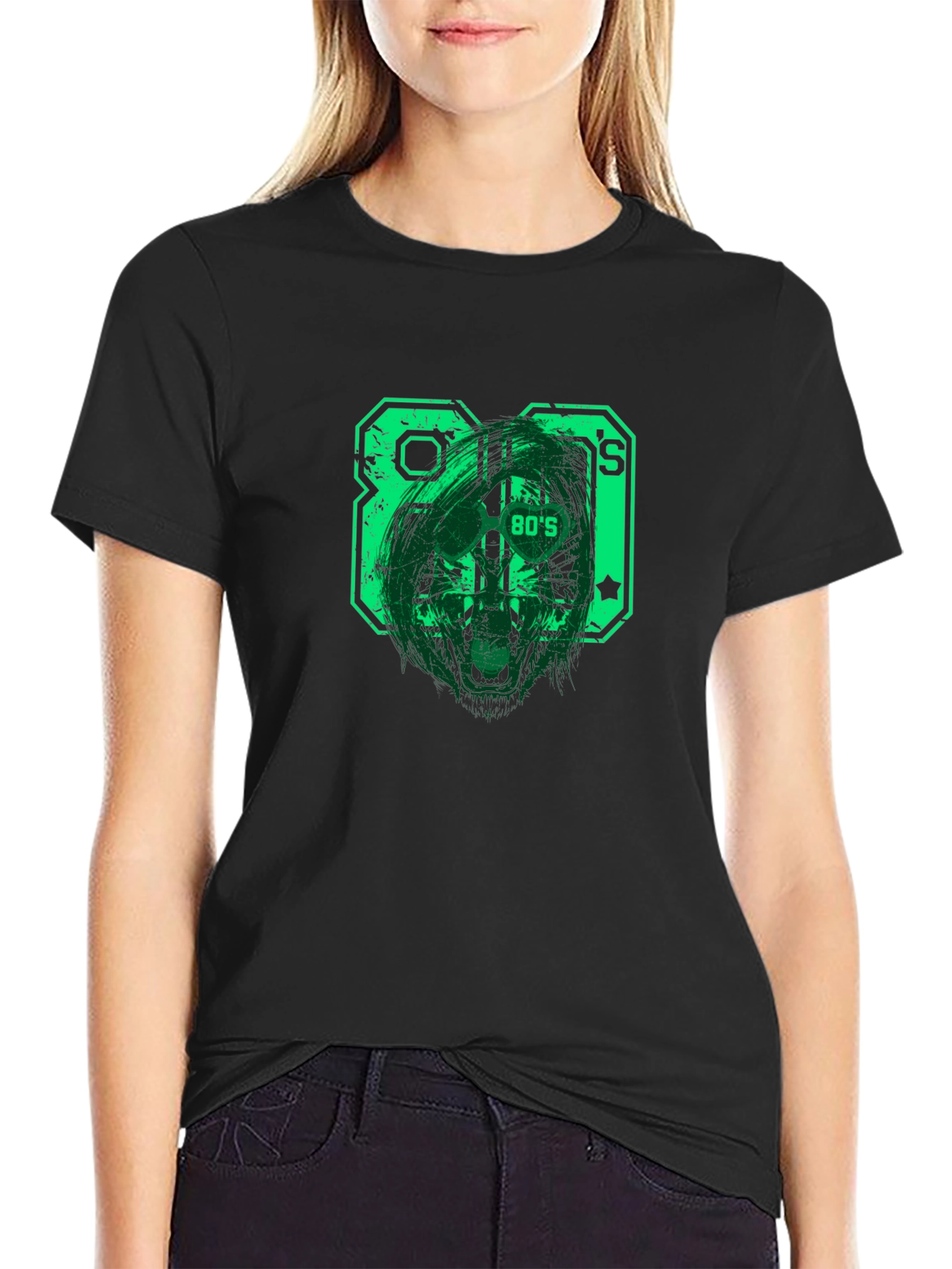 Retro 80s Graphic T-Shirt - Black