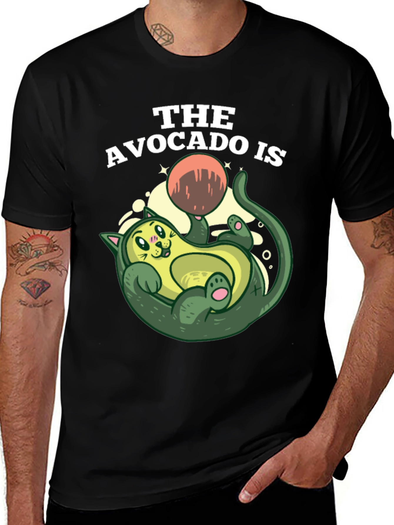 Avocado Cat Graphic Tee - Fun Novelty Shirt