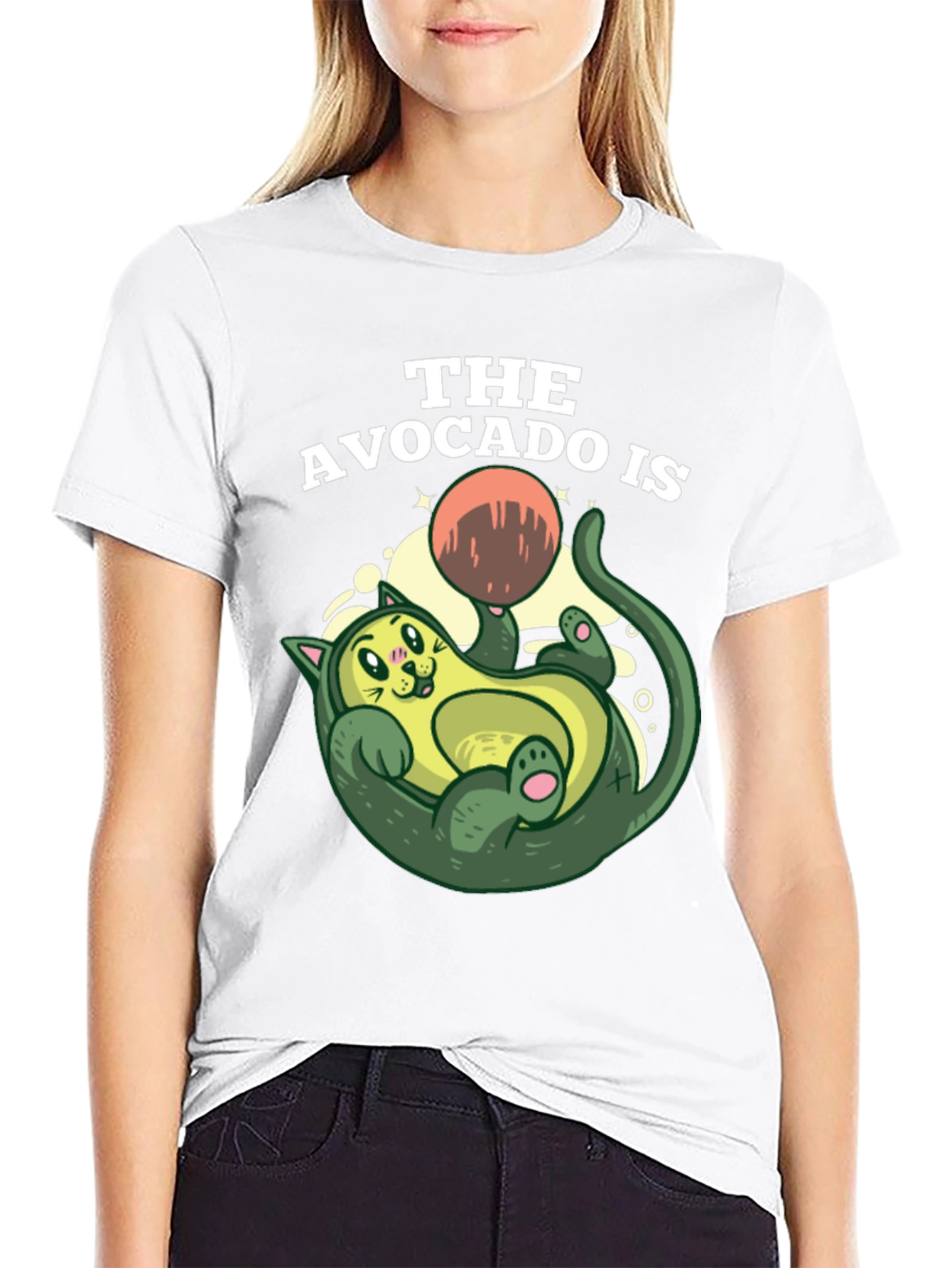 Avocado Cat Graphic Tee - Fun Novelty Shirt