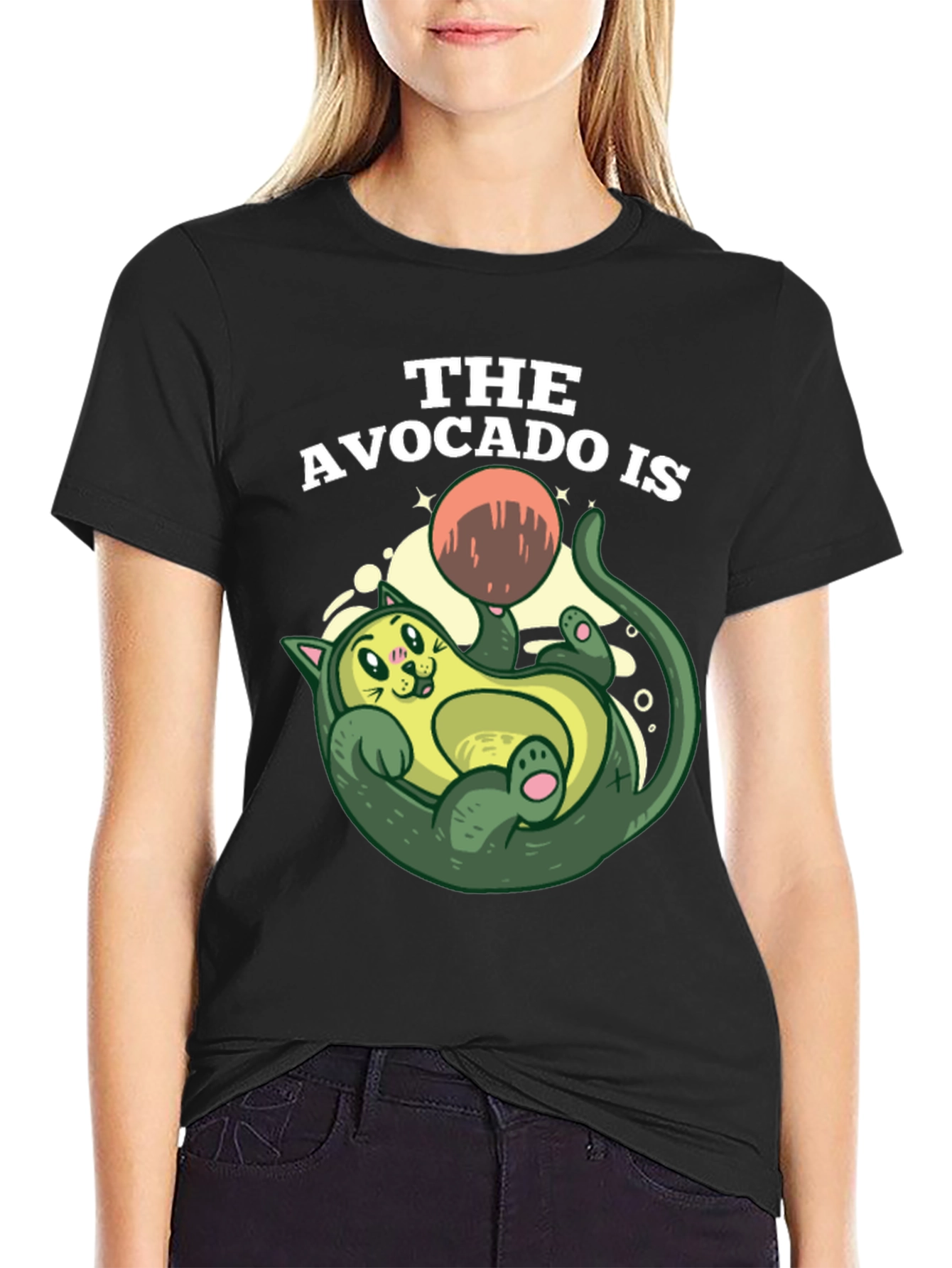 Avocado Cat Graphic Tee - Fun Novelty Shirt