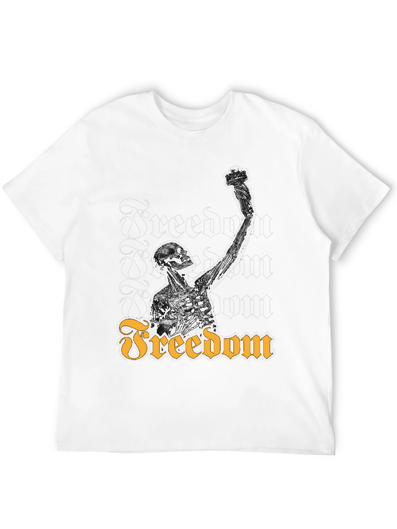 Freedom Skeleton Graphic Tee - Black Cotton T-Shirt