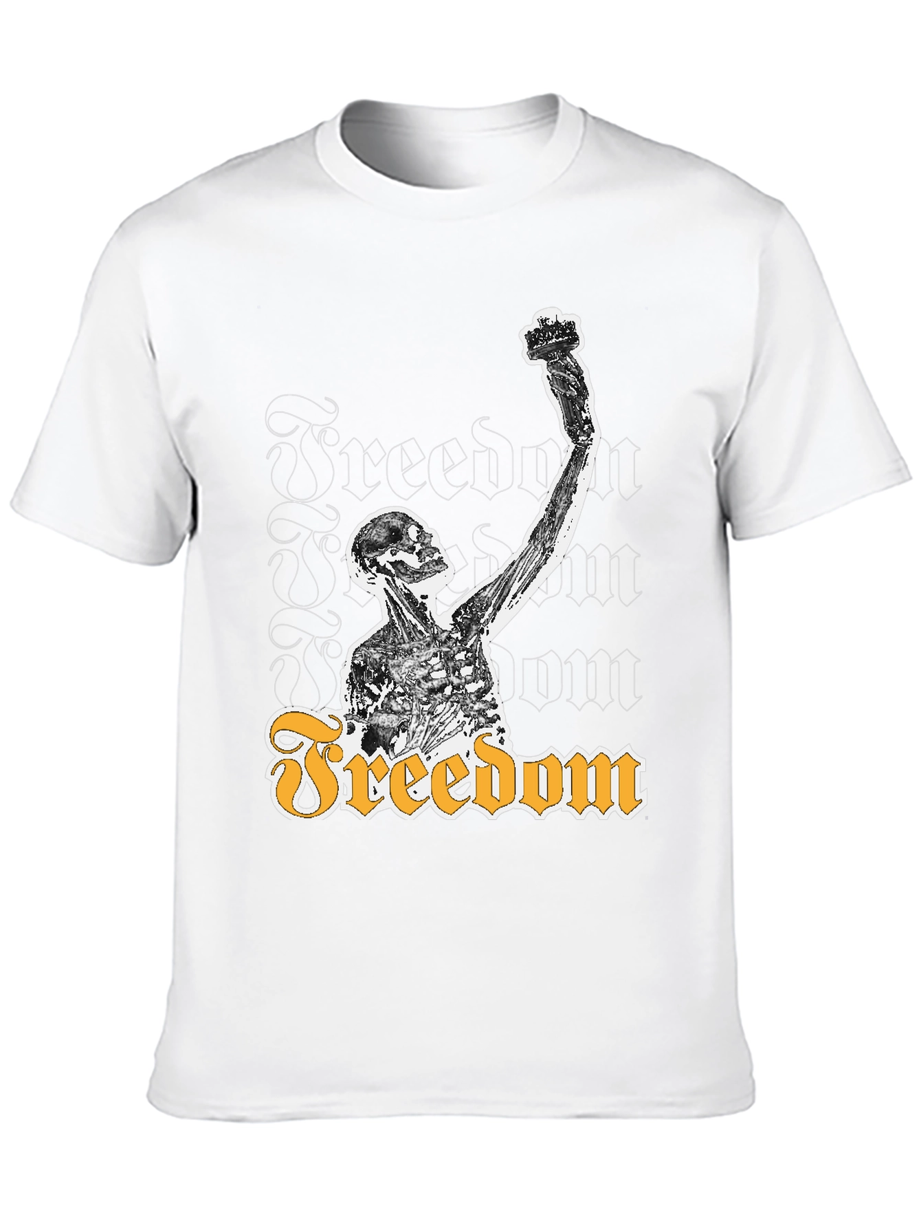 Freedom Skeleton Graphic Tee - Black Cotton T-Shirt