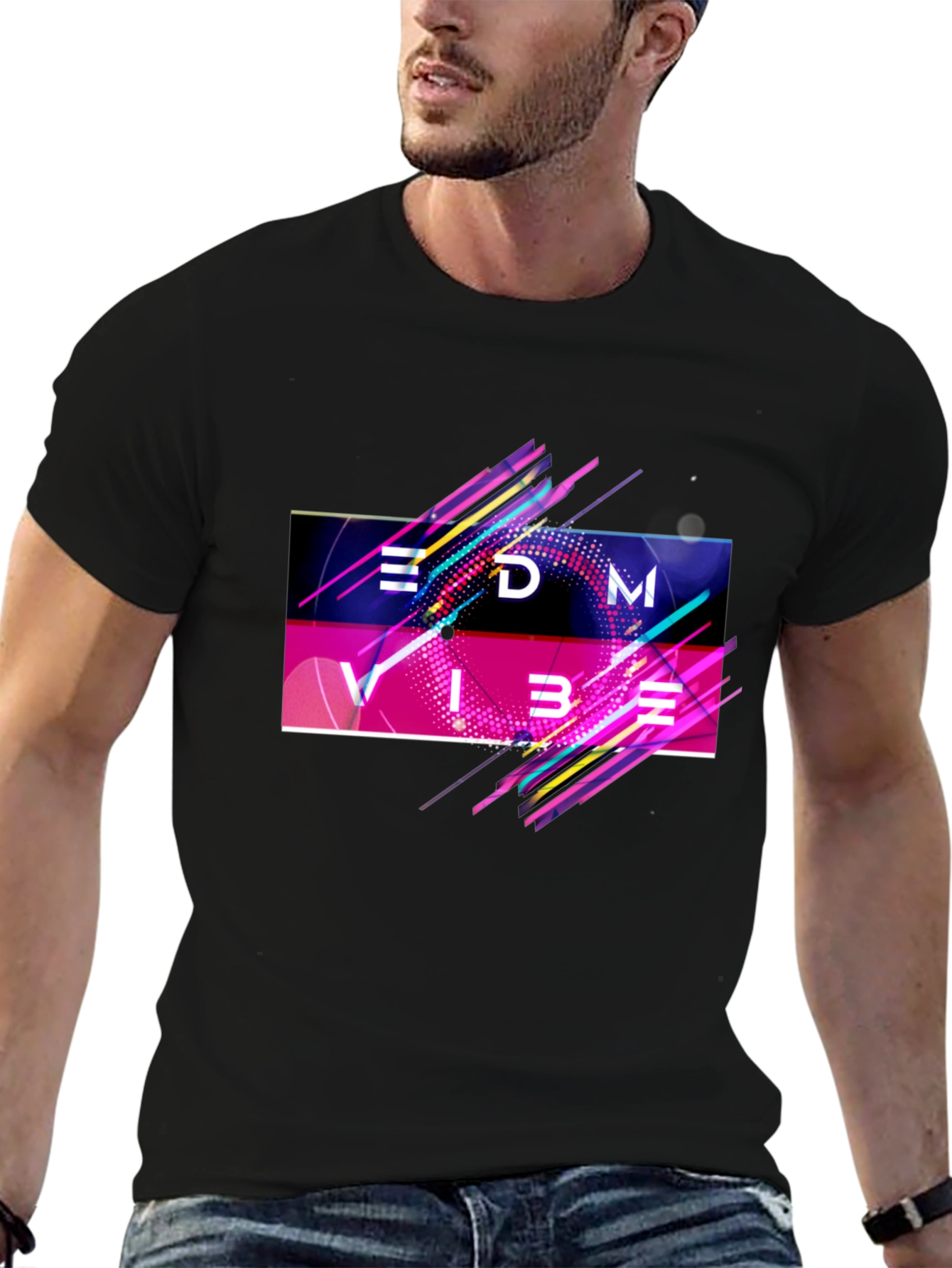 EDM Vibe Graphic Tee - Stylish Black T-Shirt